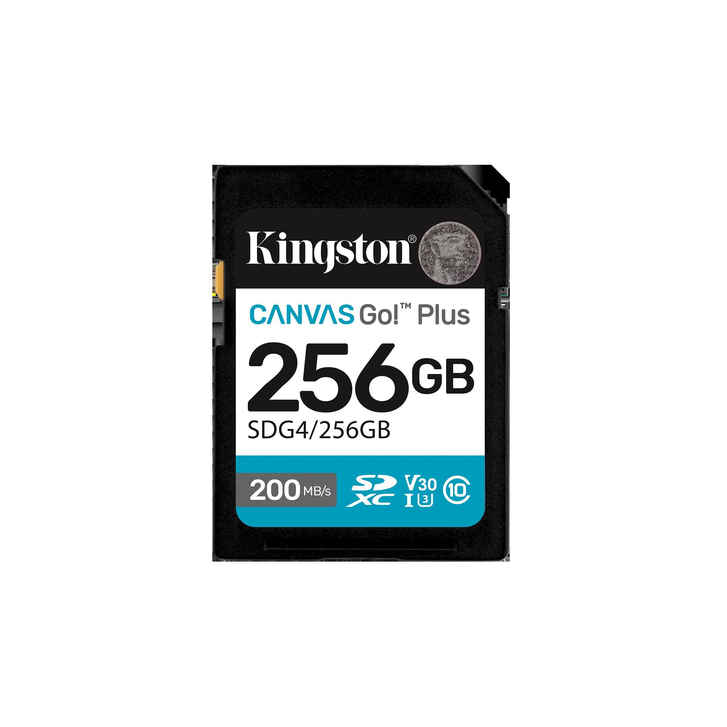 Kingston technology canvas go! plus 256 go sdxc canvas go plus gen4 200 mo/s c10 uhs-i u3 v30
