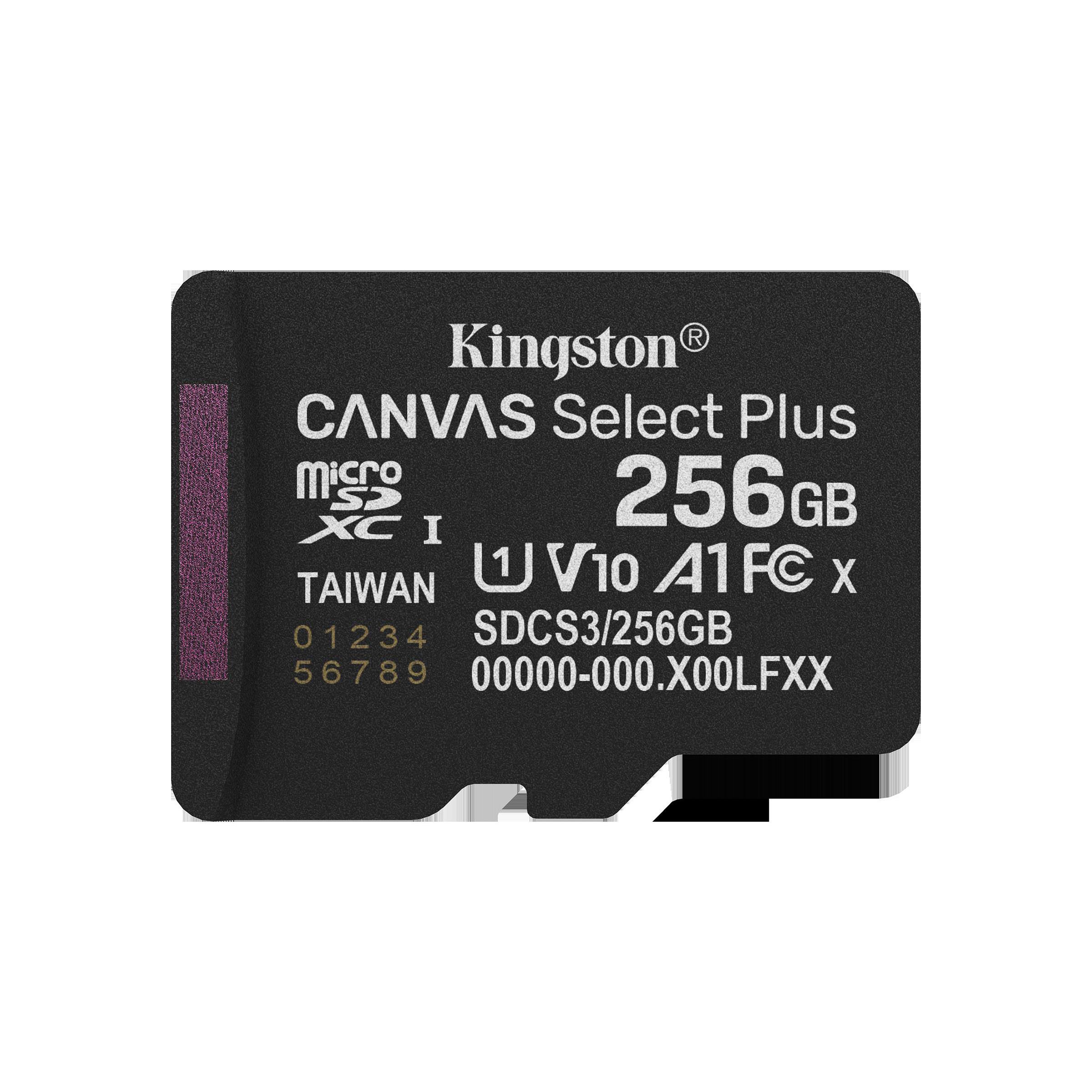 Kingston technology 256gb micsdxc canvas select plus gen3 150r a1 (adaptateur sd non inclus)