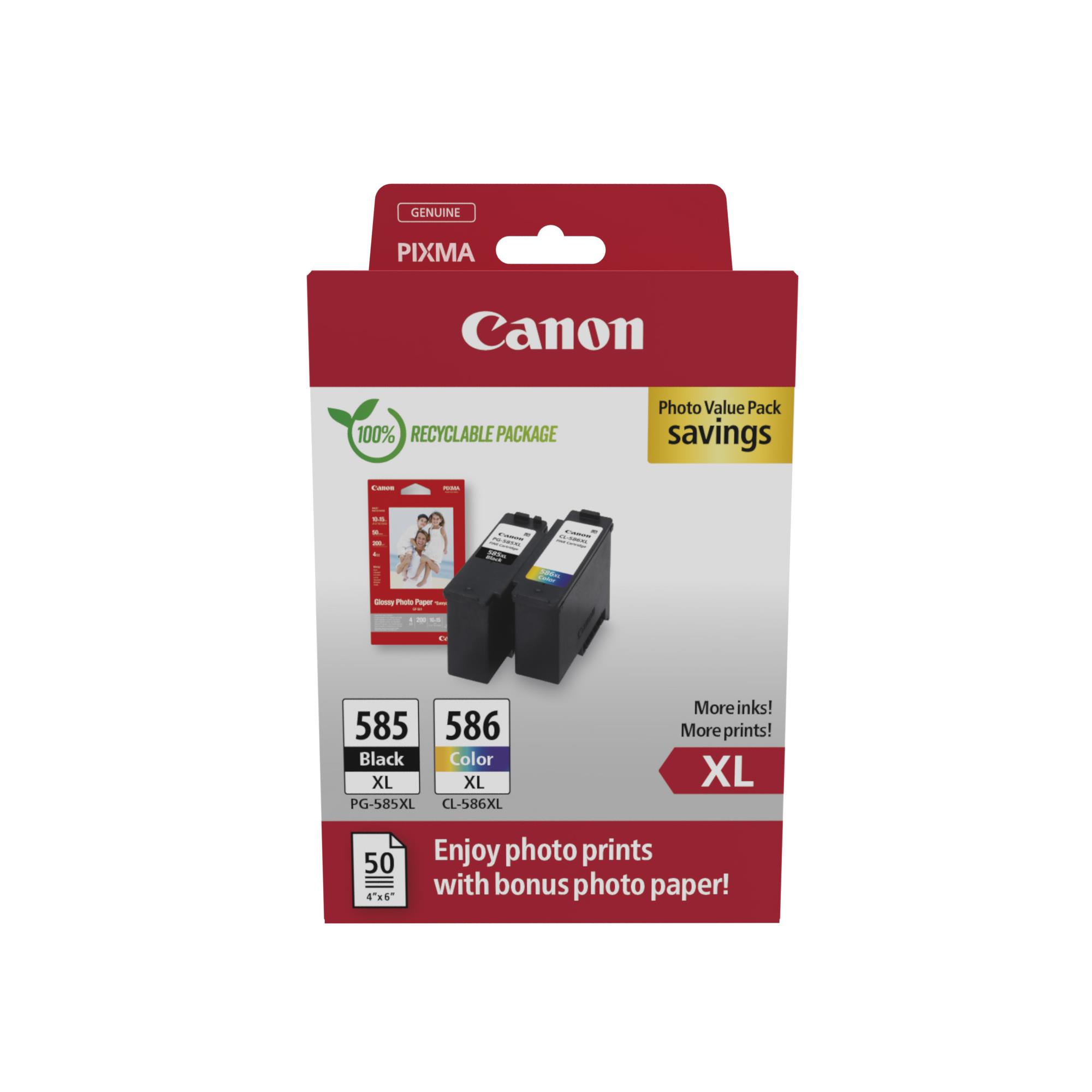 Cartouches pour imprimantes - Canon pg-585xl/cl-586 pvp cartouche d'encre 2 pice(s) original rendement lev (xl) noir, cyan, magenta, jaune