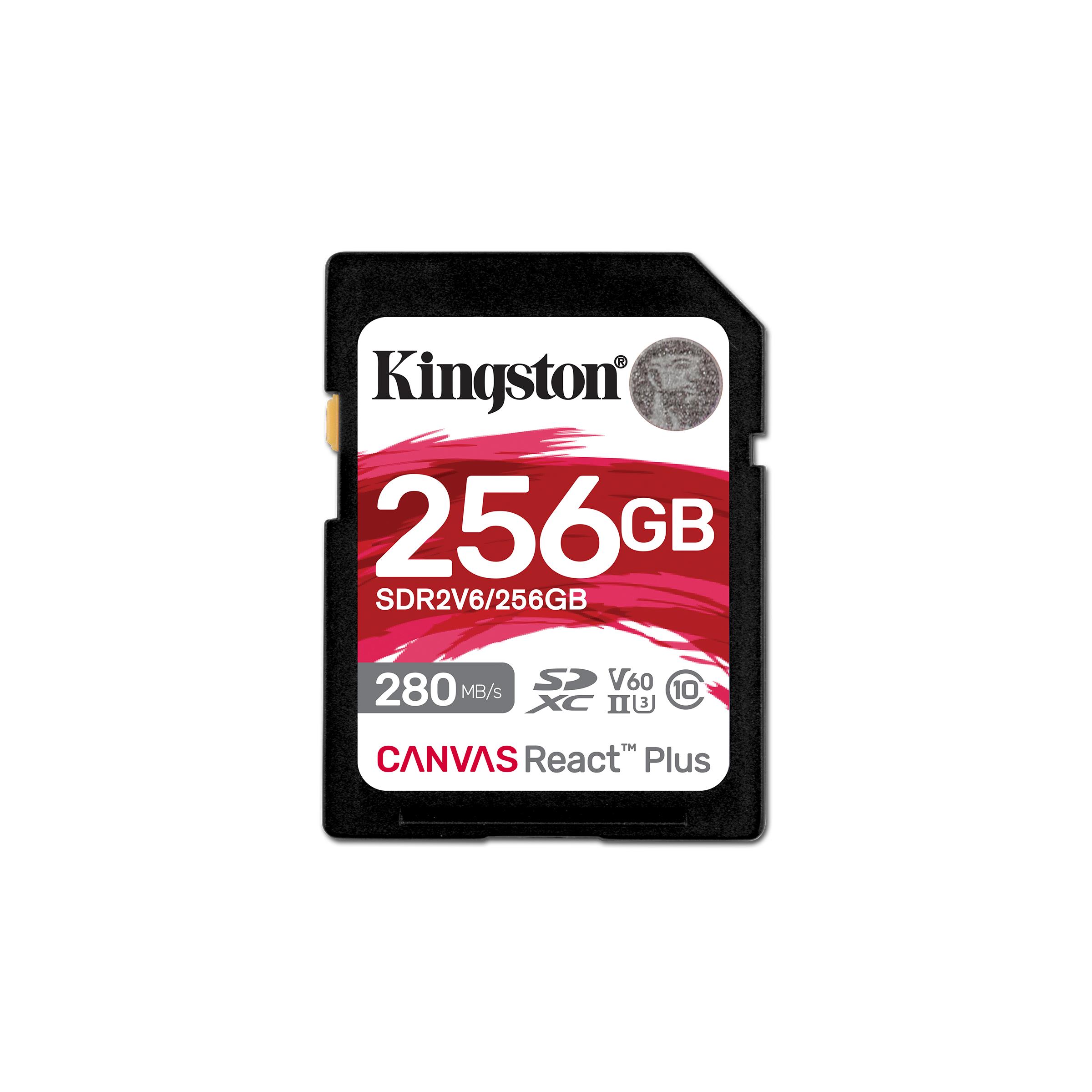 Kingston technology 256gb canvas react plus sdxc uhs-ii 280r/150w u3 v60 for full hd/4k