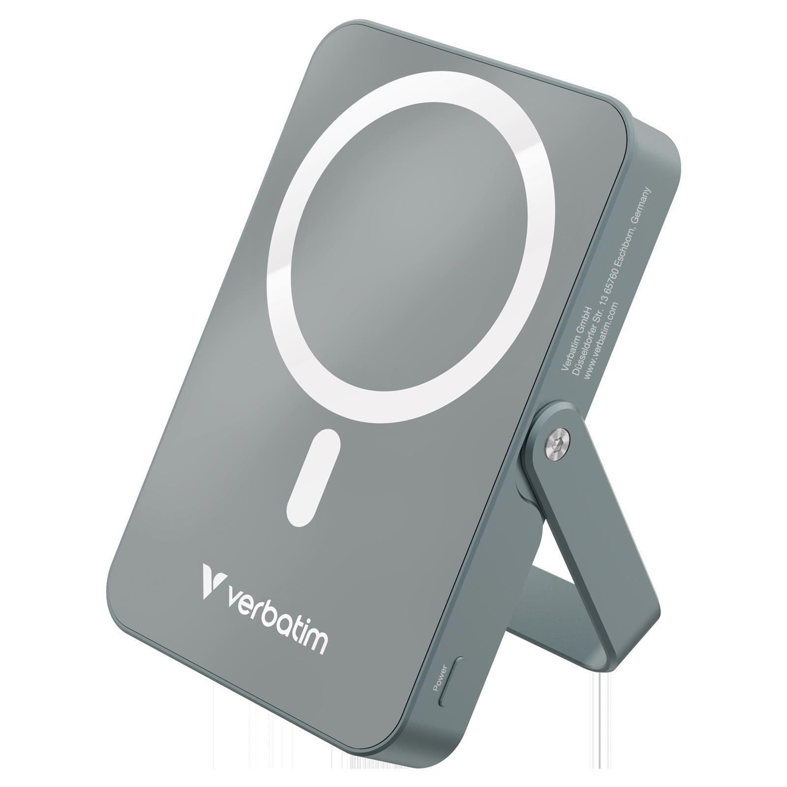 Batterie de secours externe (power bank) - Verbatim charge 'n' go magnetic wireless lithium polymre (lipo) 10000 mah recharge sans fil gris