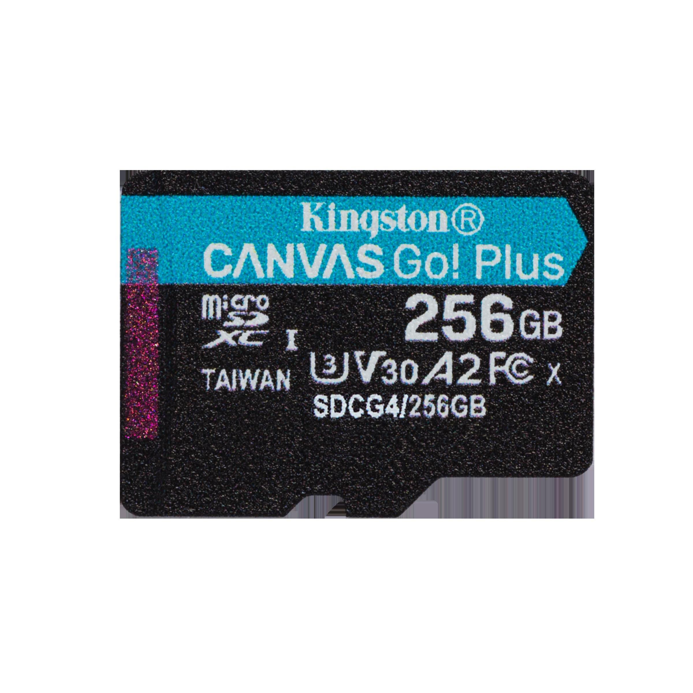 Kingston technology carte microsdxc canvas go plus gen4 200r a2 u3 de 256 go, pack unique sans adp