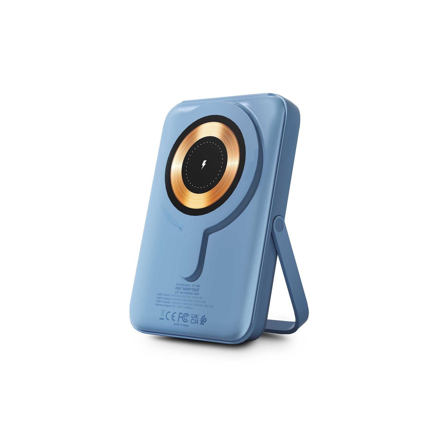 Batterie de secours externe (power bank) - Urban factory magnee power 10000 mah recharge sans fil bleu
