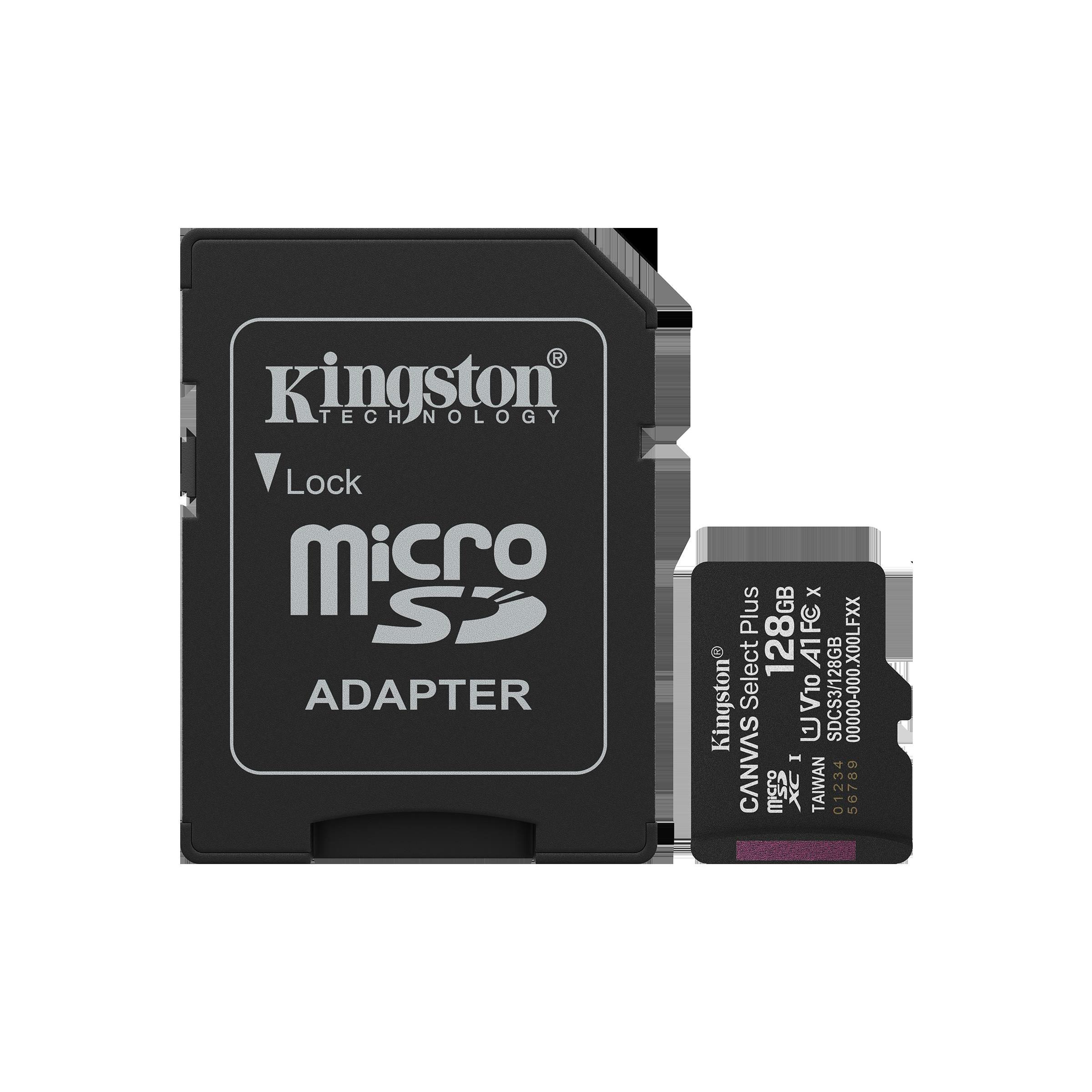 Kingston technology 128gb microsdxc canvas select plus gen3 150mb/s a1 (adaptateur sd inclus)