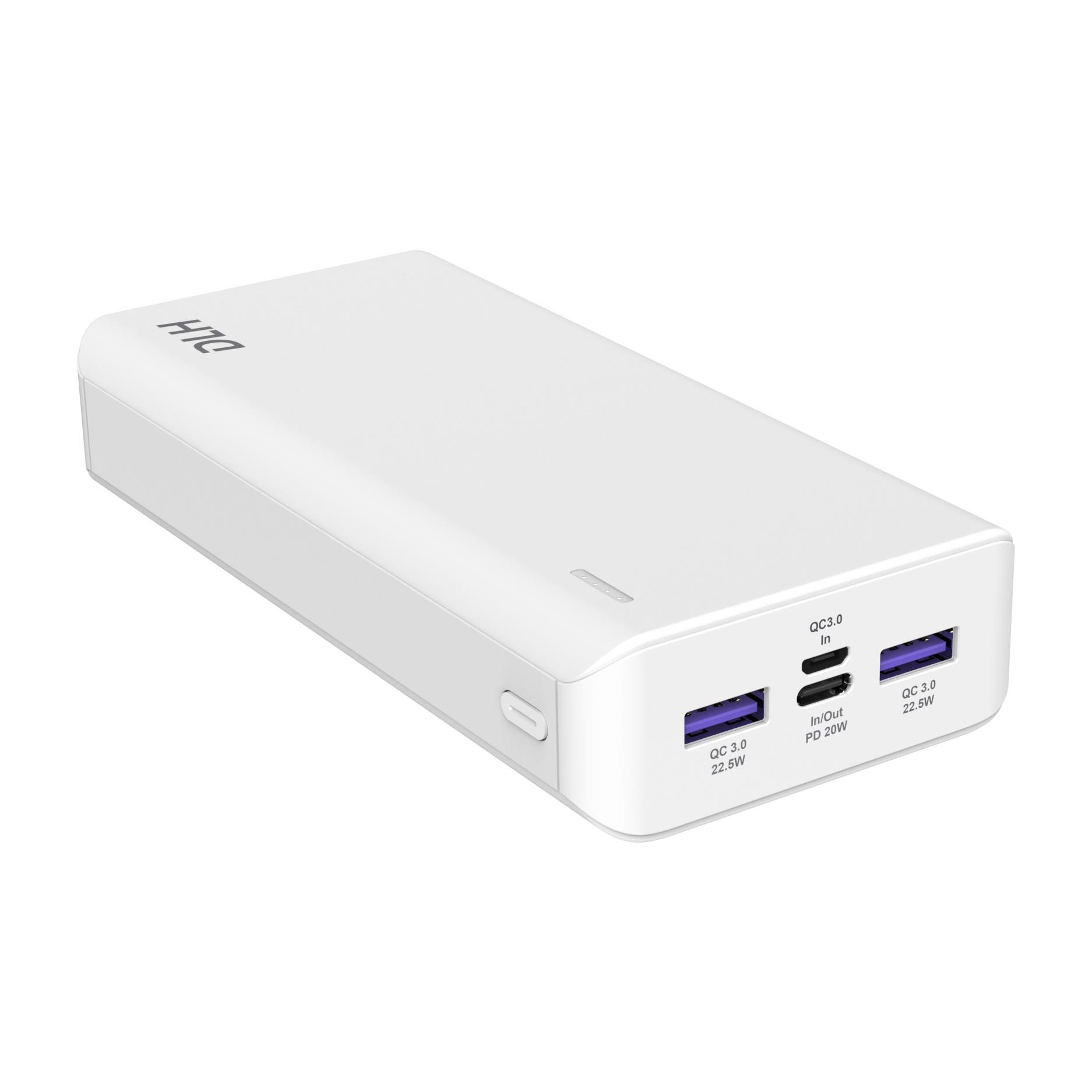 Batterie de secours externe (power bank) - Dlh dy-be5221 banque d'alimentation lectrique 20000 mah blanc