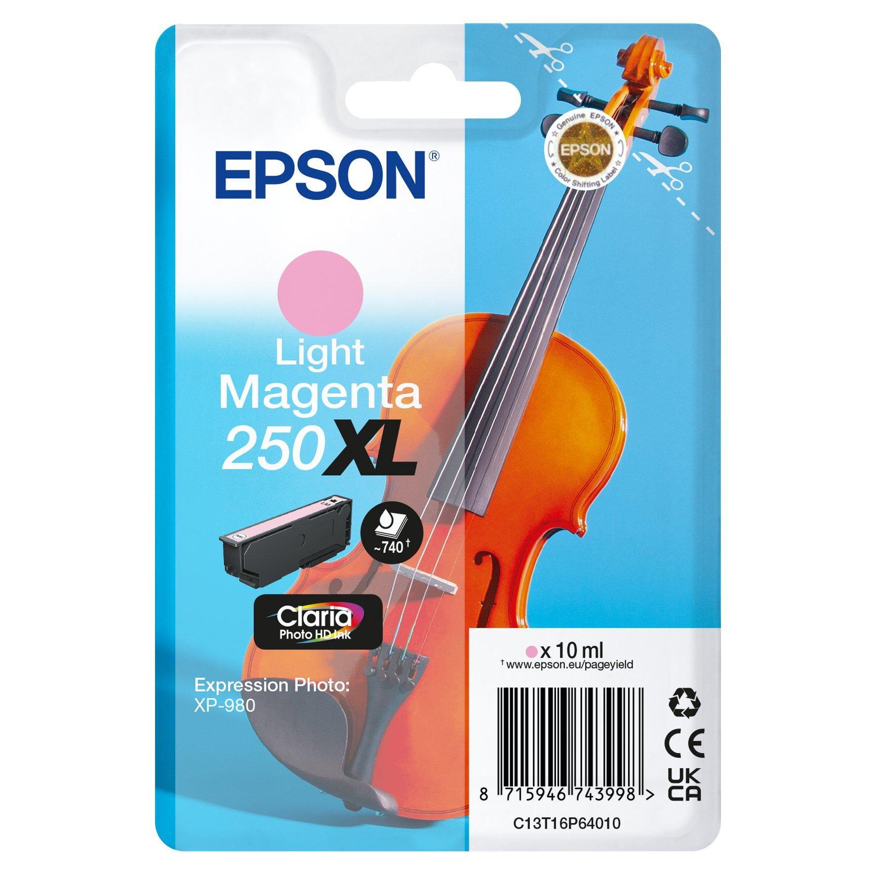 Cartouches pour imprimantes - Epson 250xl violin claria photo hd cartouche d'encre 1 pi�ce(s) original rendement �lev� (xl) magenta clair