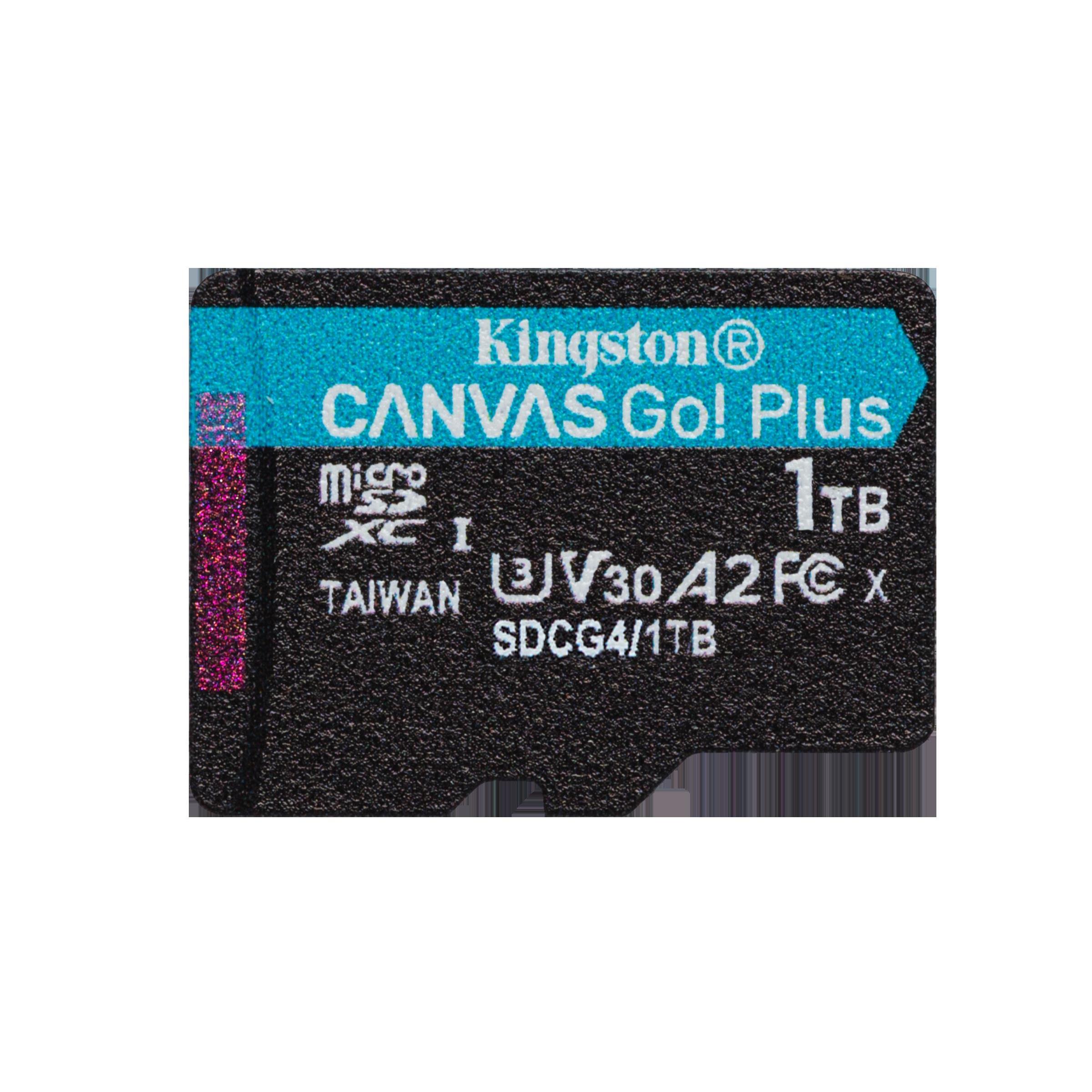 Kingston technology carte microsdxc canvas go plus gen4 200r a2 u3 de 1 to, pack unique sans adp