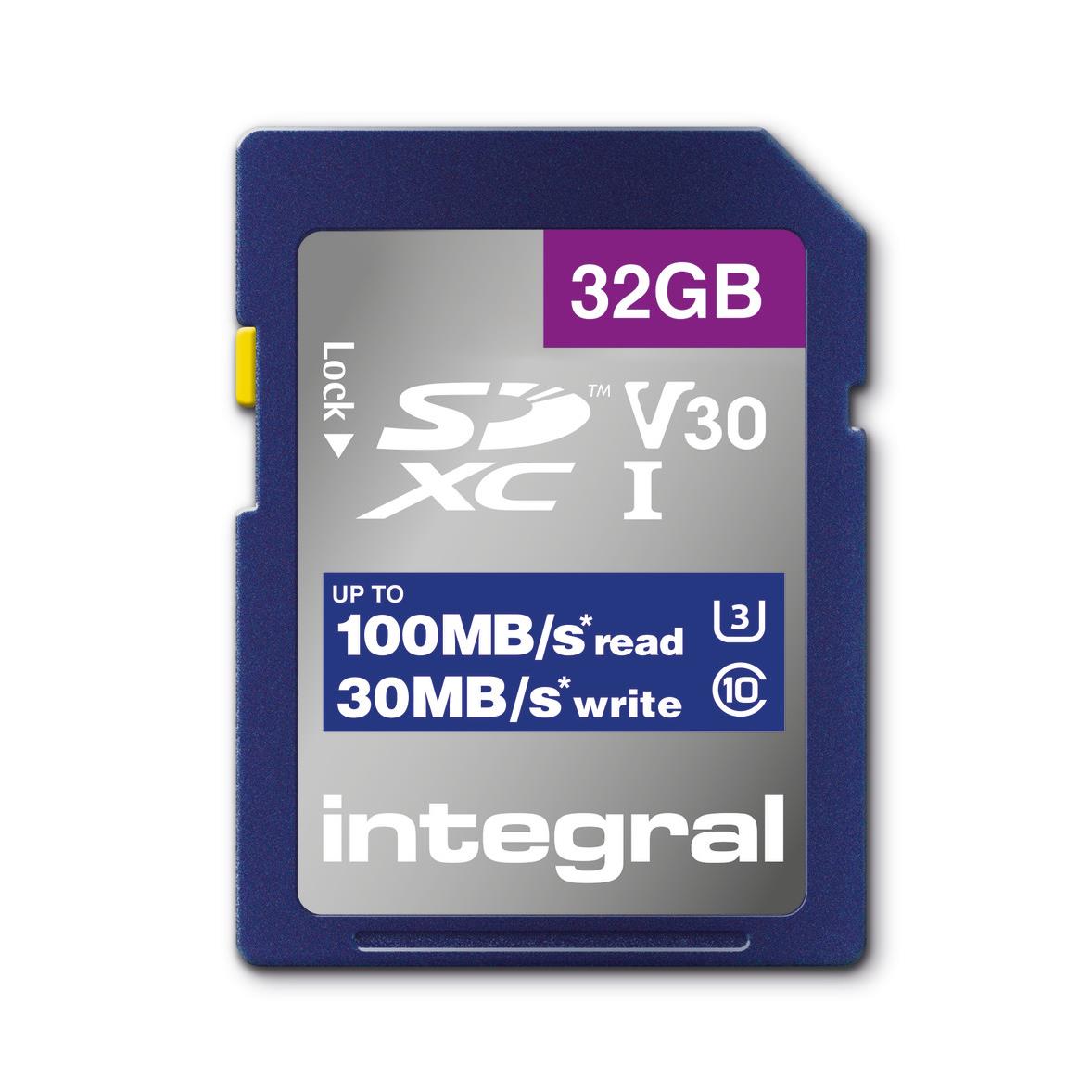 Integral insdh32g-100v30 mmoire flash 32 go sd uhs-i