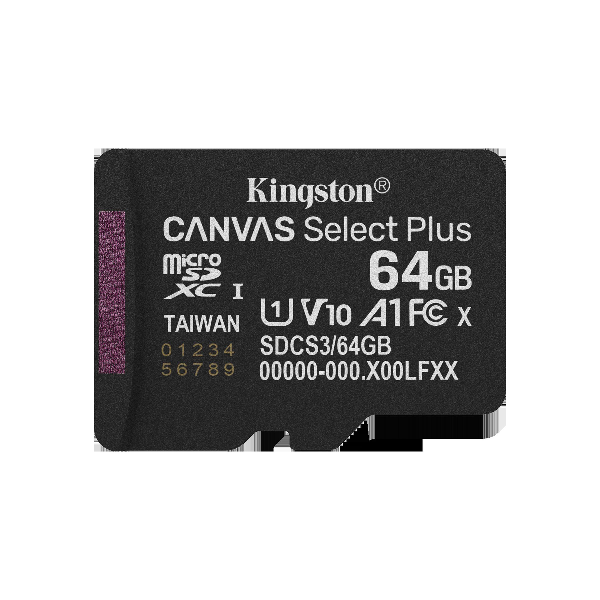 Kingston technology 64gb micsdxc canvas select plus gen3 100r a1 (adaptateur sd non inclus)