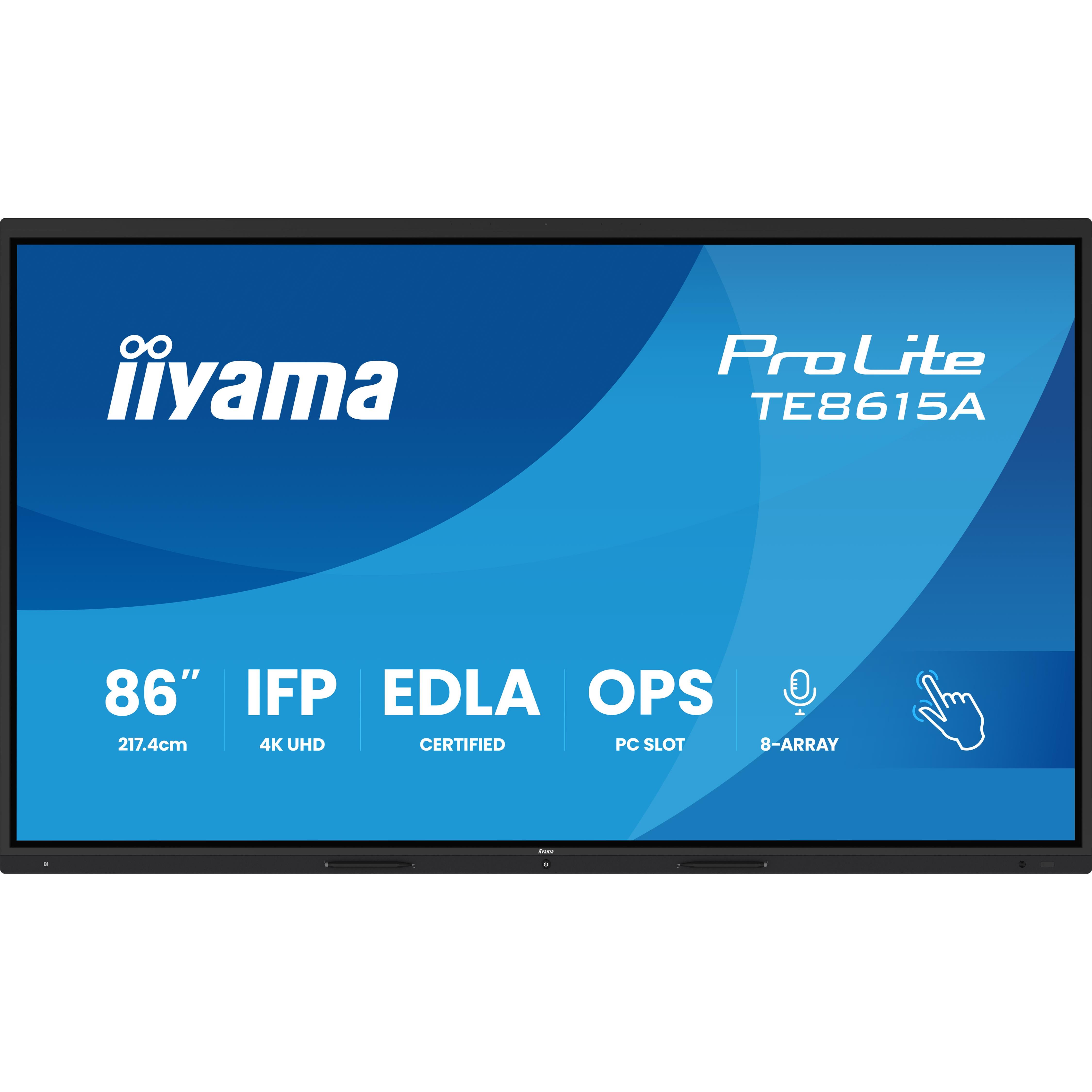 Iiyama te8615a-b1ag cran d'affichage dynamique cran plat interactif 2,18 m (86") wifi 550 cd/m 4k ultra hd noir cran tactile intgr dans le processeur android