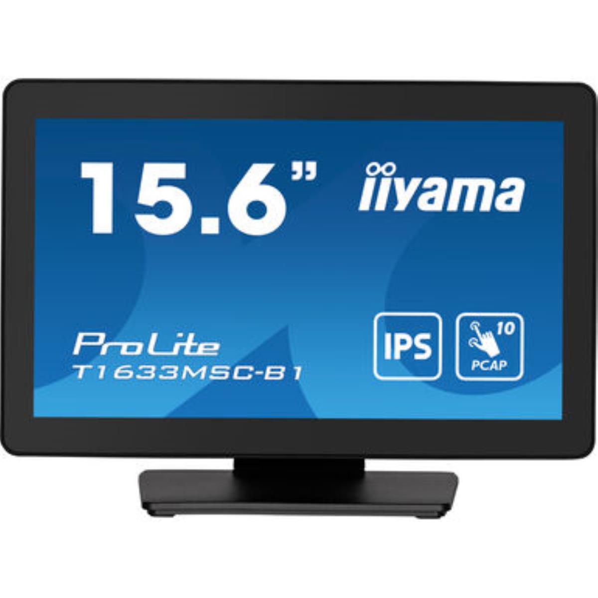 Iiyama prolite t1633msc-b1 cran plat de pc 39,6 cm (15.6") 1920 x 1080 pixels full hd lcd cran tactile noir