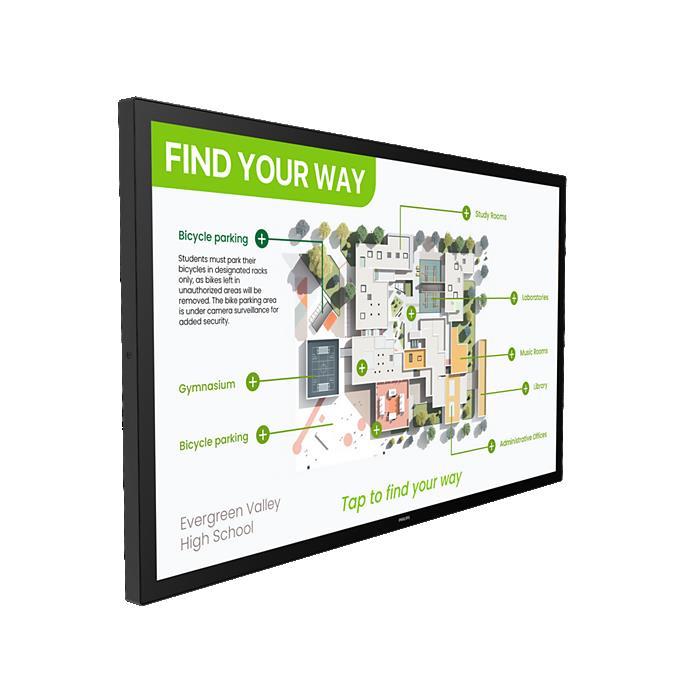 Philips 3000 series 55bdl3751t/00 cran d'affichage dynamique cran plat interactif 138,4 cm (54.5") lcd wifi 450 cd/m 4k ultra hd noir cran tactile intgr dans le processeur android