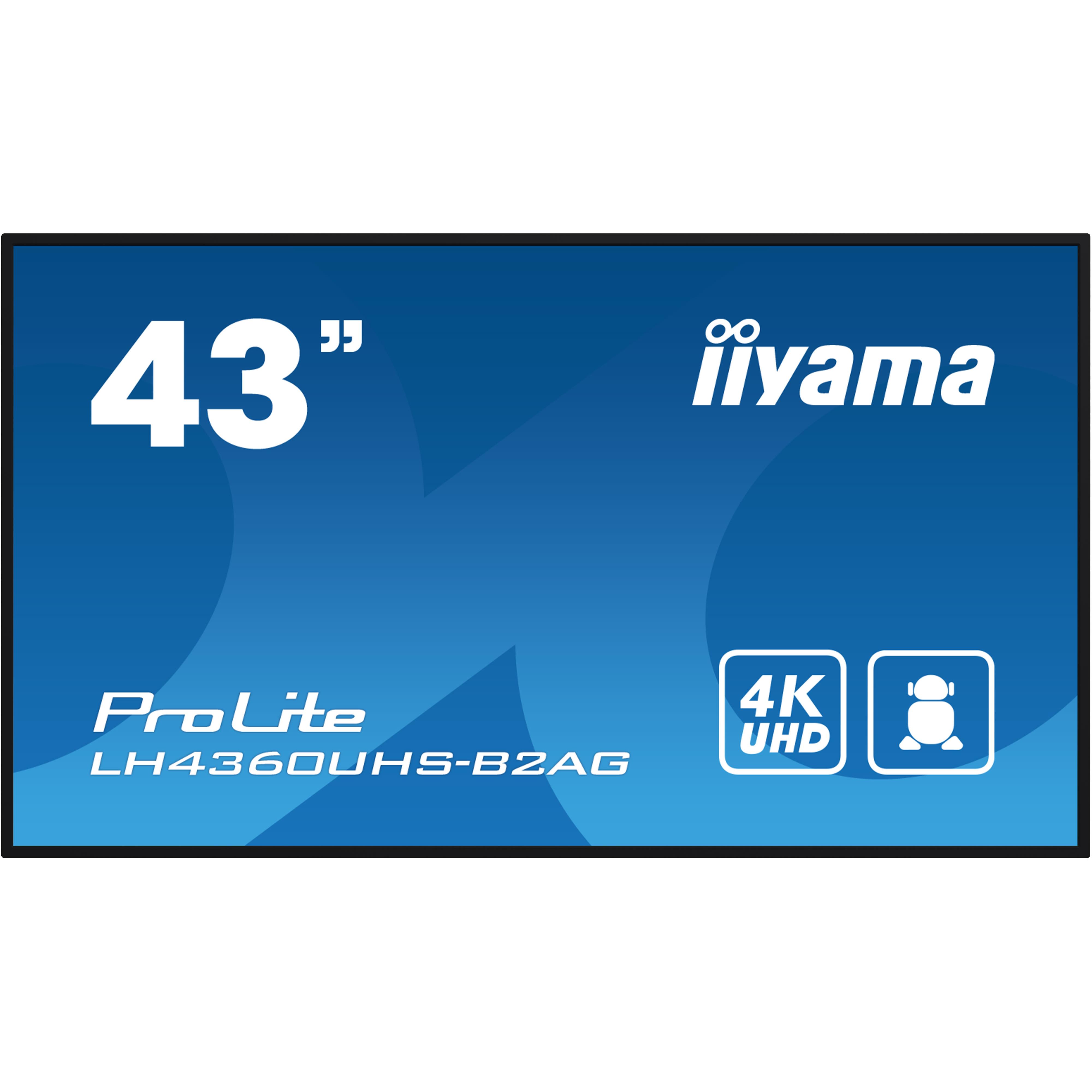 Iiyama lh4360uhs-b2ag cran d'affichage dynamique carte a numrique 108 cm (42.5") led wifi 500 cd/m 4k ultra hd noir intgr dans le processeur android 11 24/7