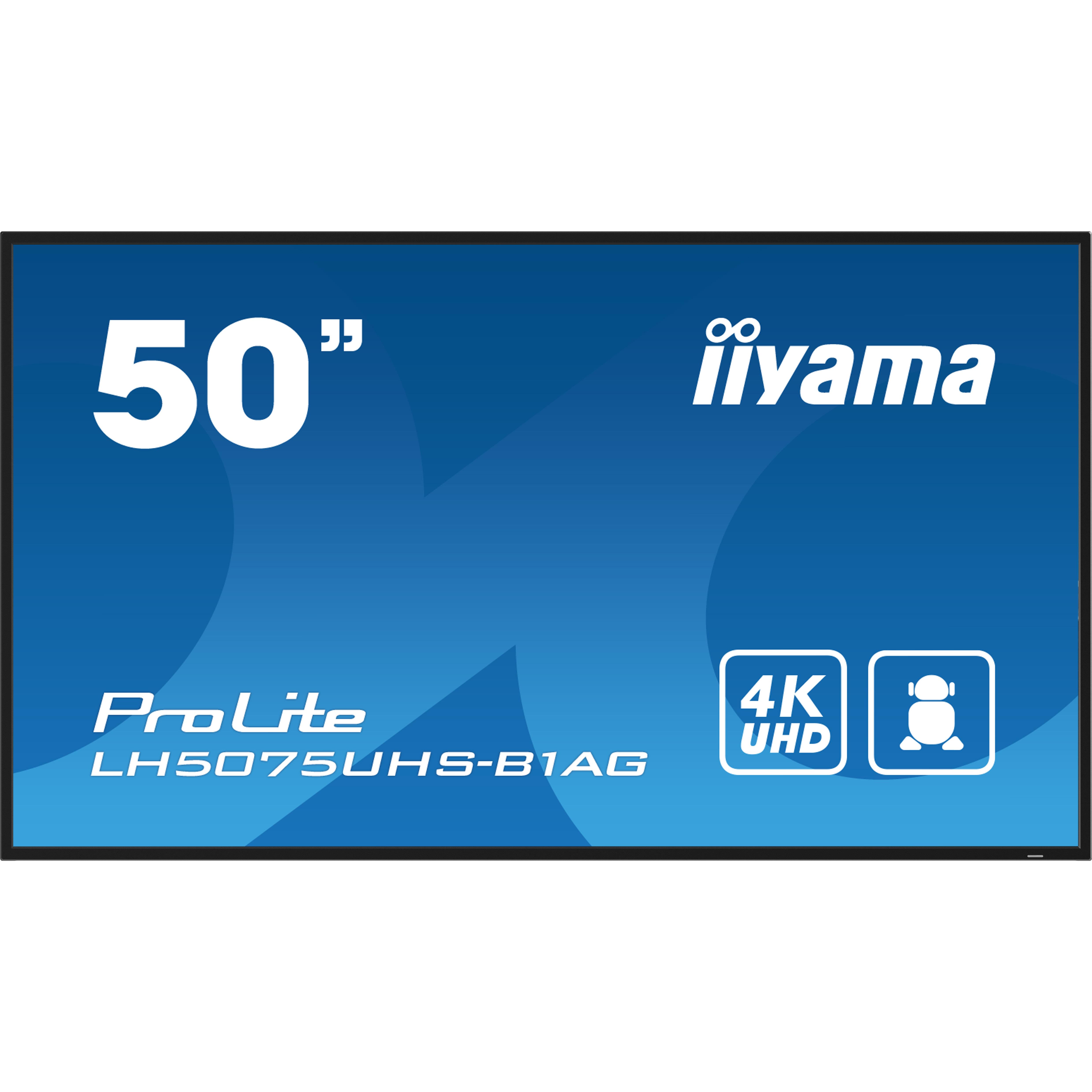 Iiyama lh5075uhs-b1ag cran d'affichage dynamique cran plat de signalisation numrique 125,7 cm (49.5") lcd wifi 500 cd/m 4k ultra hd noir intgr dans le processeur android 11 24/7