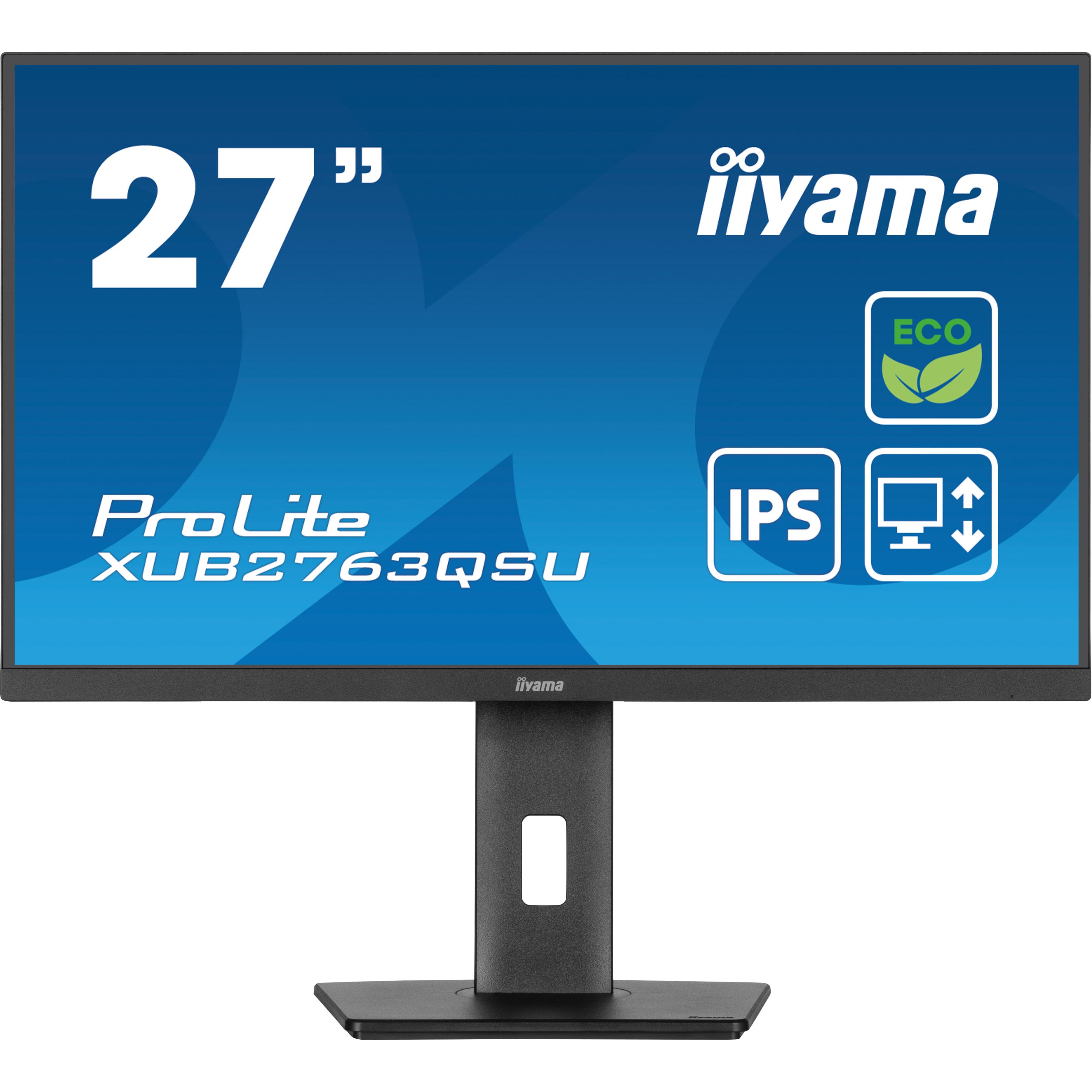 Iiyama prolite xub2763qsu-b1 cran plat de pc 68,6 cm (27") 2560 x 1440 pixels quad hd led noir