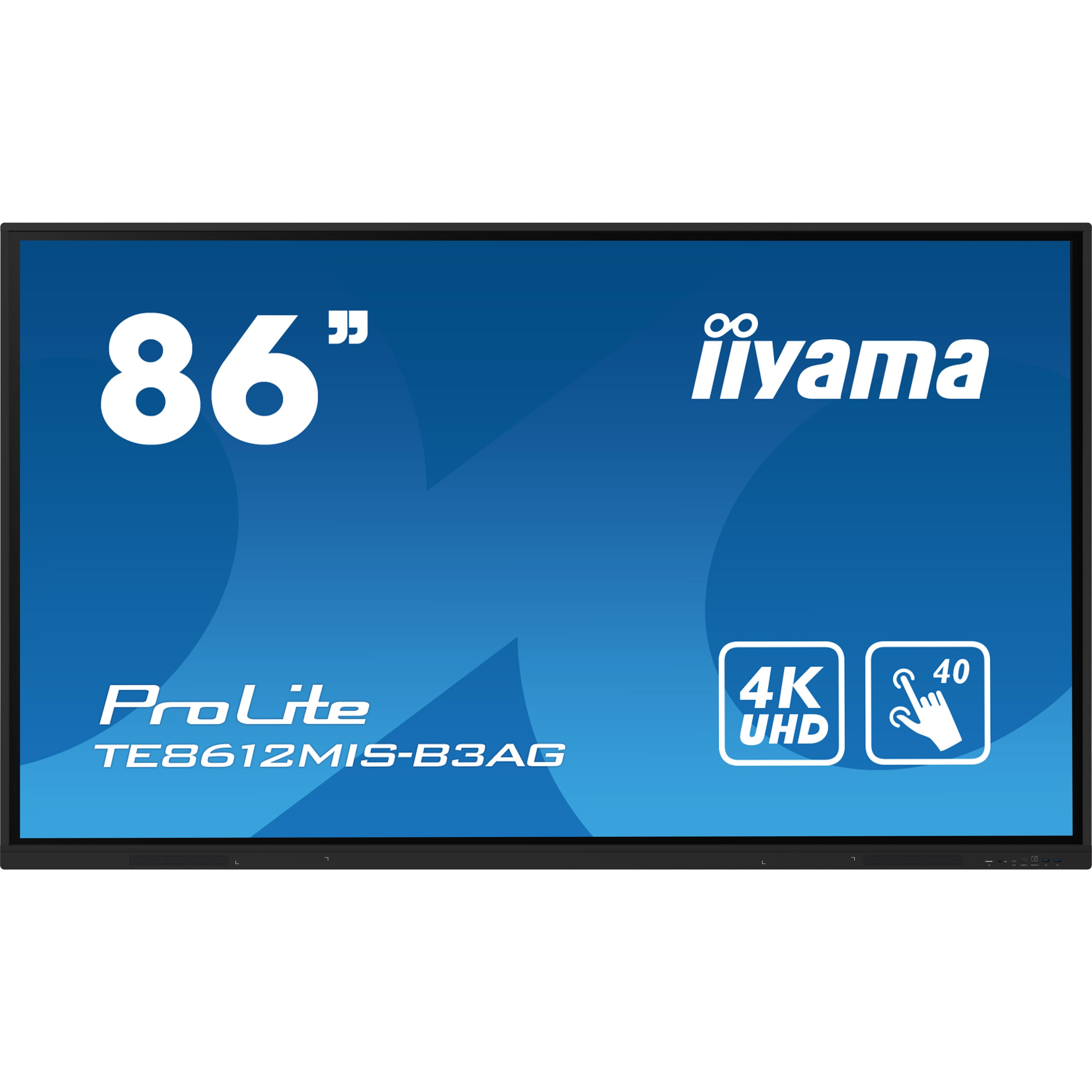 Iiyama te8612mis-b3ag cran d'affichage dynamique en forme de kiosk 2,17 m (85.6") lcd wifi 400 cd/m 4k ultra hd noir cran tactile intgr dans le processeur android 11 24/7