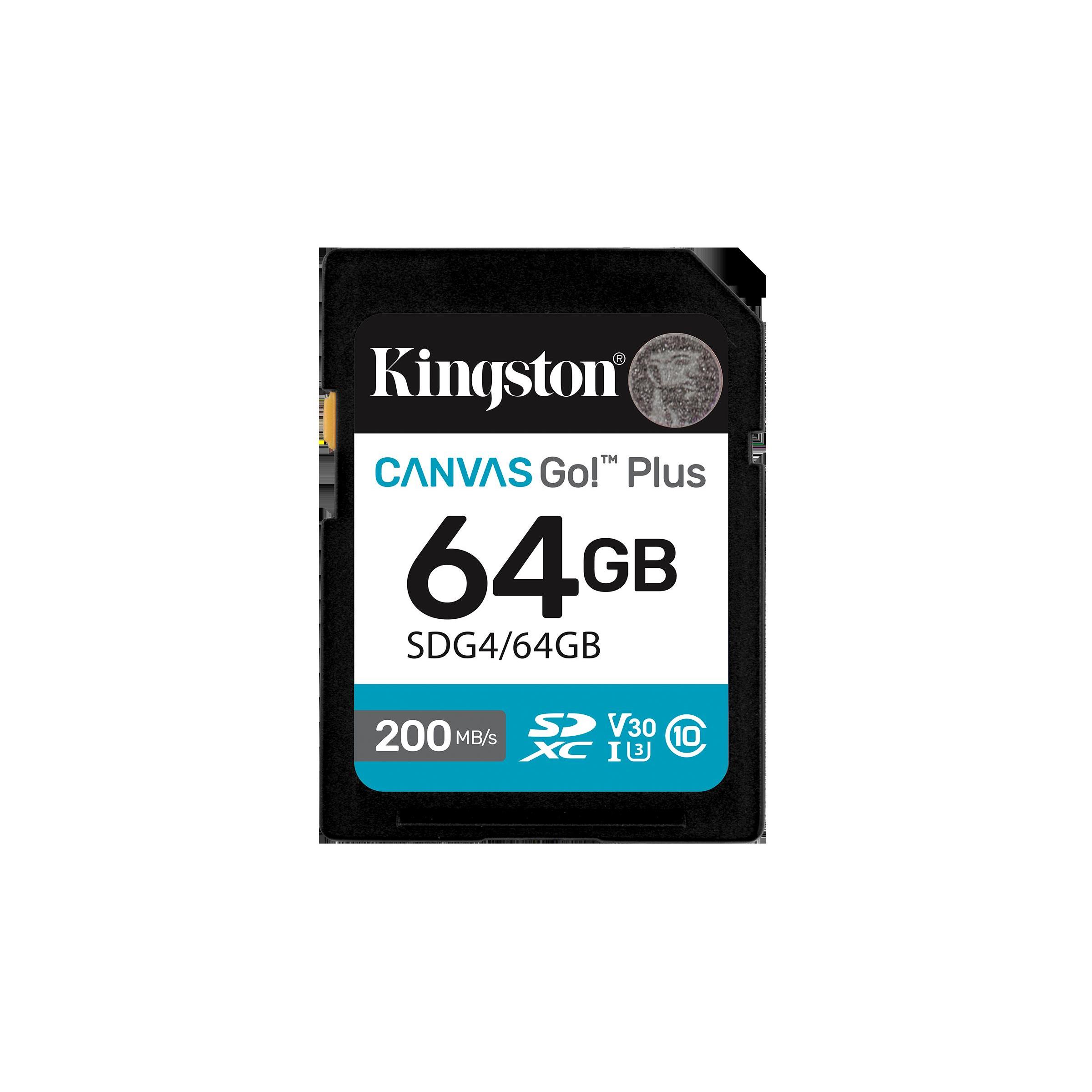 Kingston technology canvas go! plus 64 go sdxc canvas go plus gen4 200 mo/s c10 uhs-i u3 v30