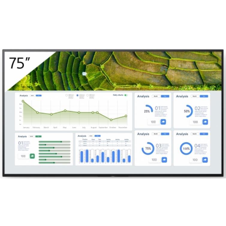 Sony fw-75bz30l cran d'affichage dynamique cran plat de signalisation numrique 190,5 cm (75") lcd wifi 440 cd/m 4k ultra hd noir android 24/7