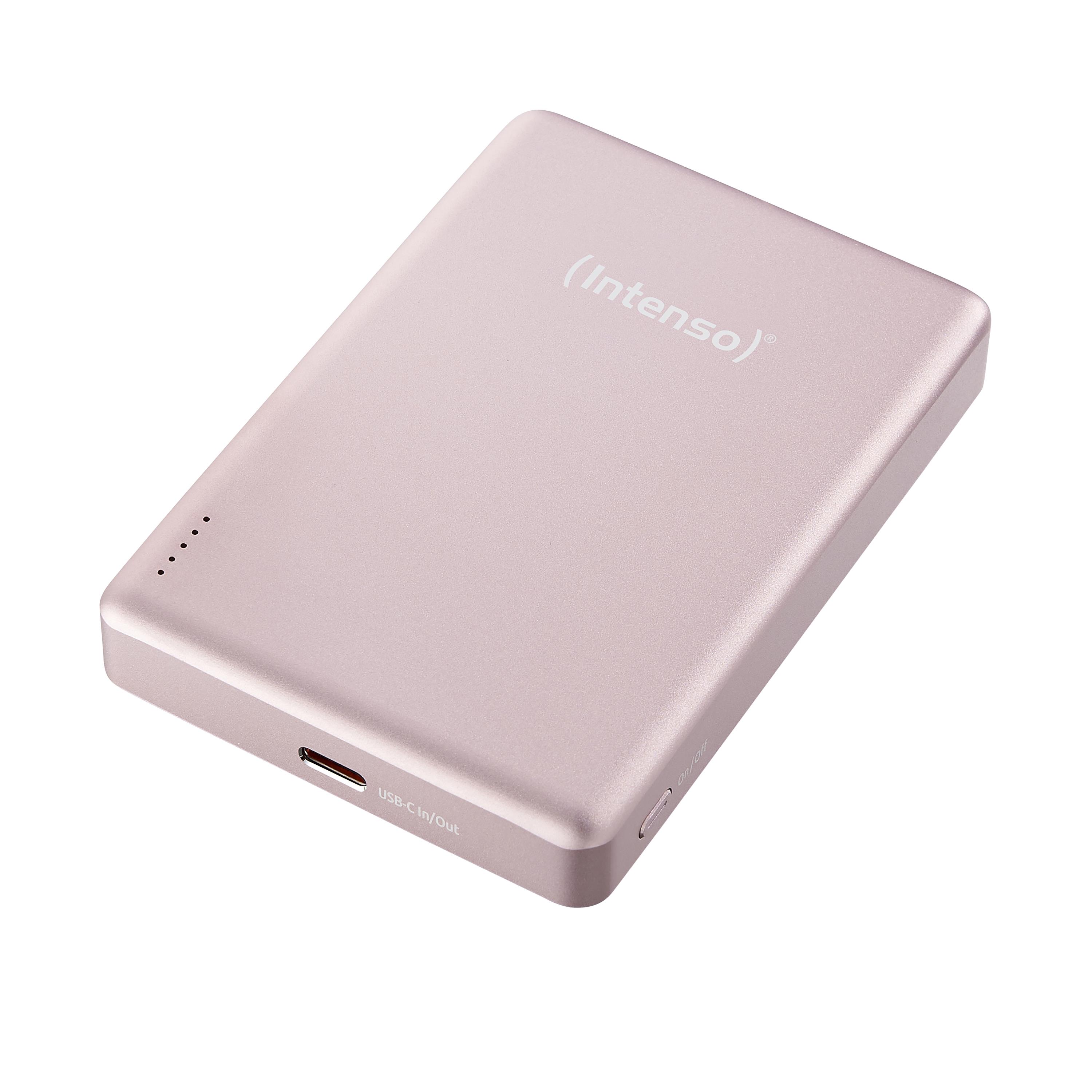 Batterie de secours externe (power bank) - Intenso batterie externe magn�tique mw10000 10000 mah - compatible magsafe, charge sans fil 15w, usb-c pd 20w, pour iphone & android - test�e en allemagne - ros�