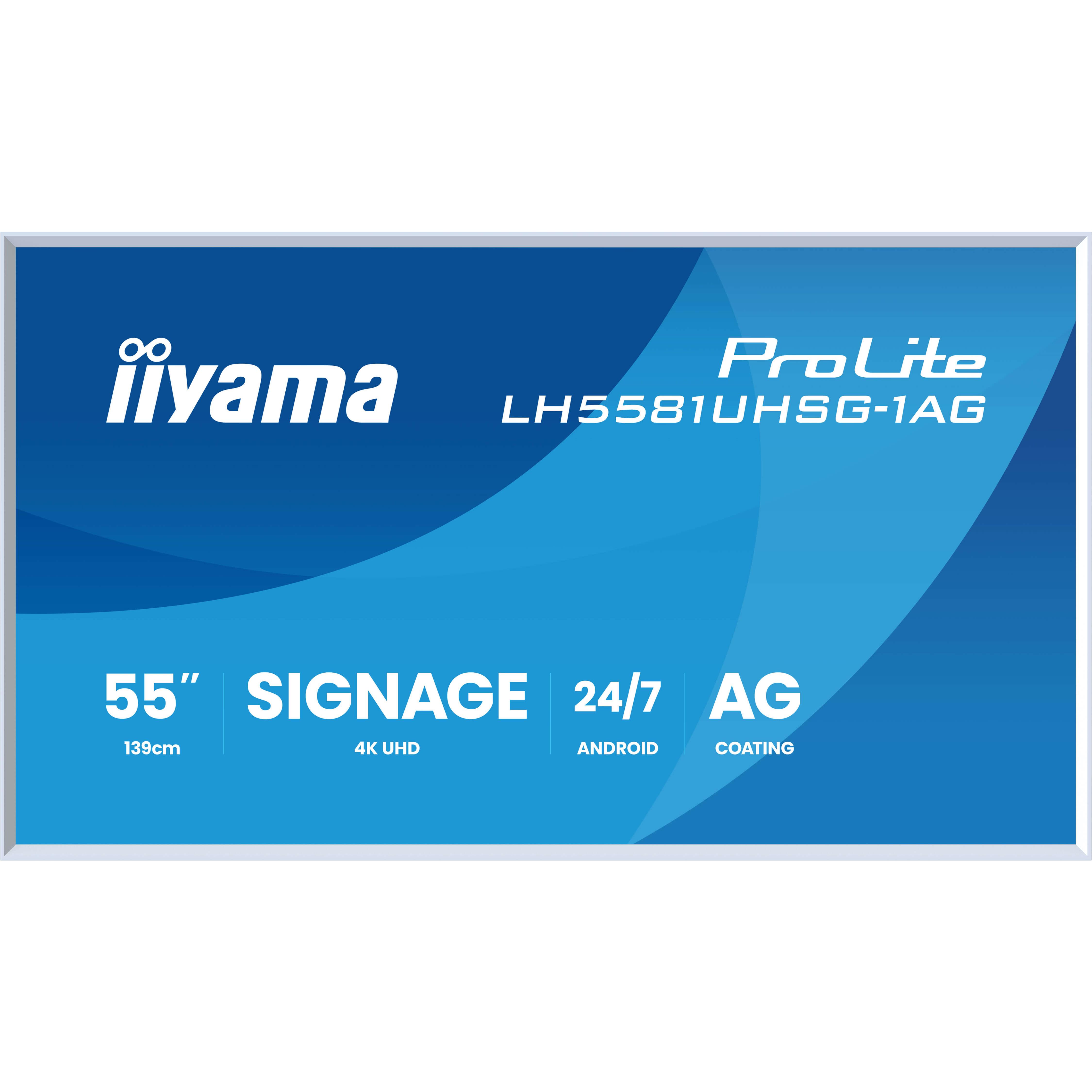 Iiyama lh6581uhsg-1ag cran d'affichage dynamique cran plat de signalisation numrique 163,8 cm (64.5") wifi 500 cd/m 4k ultra hd blanc intgr dans le processeur android 24/7