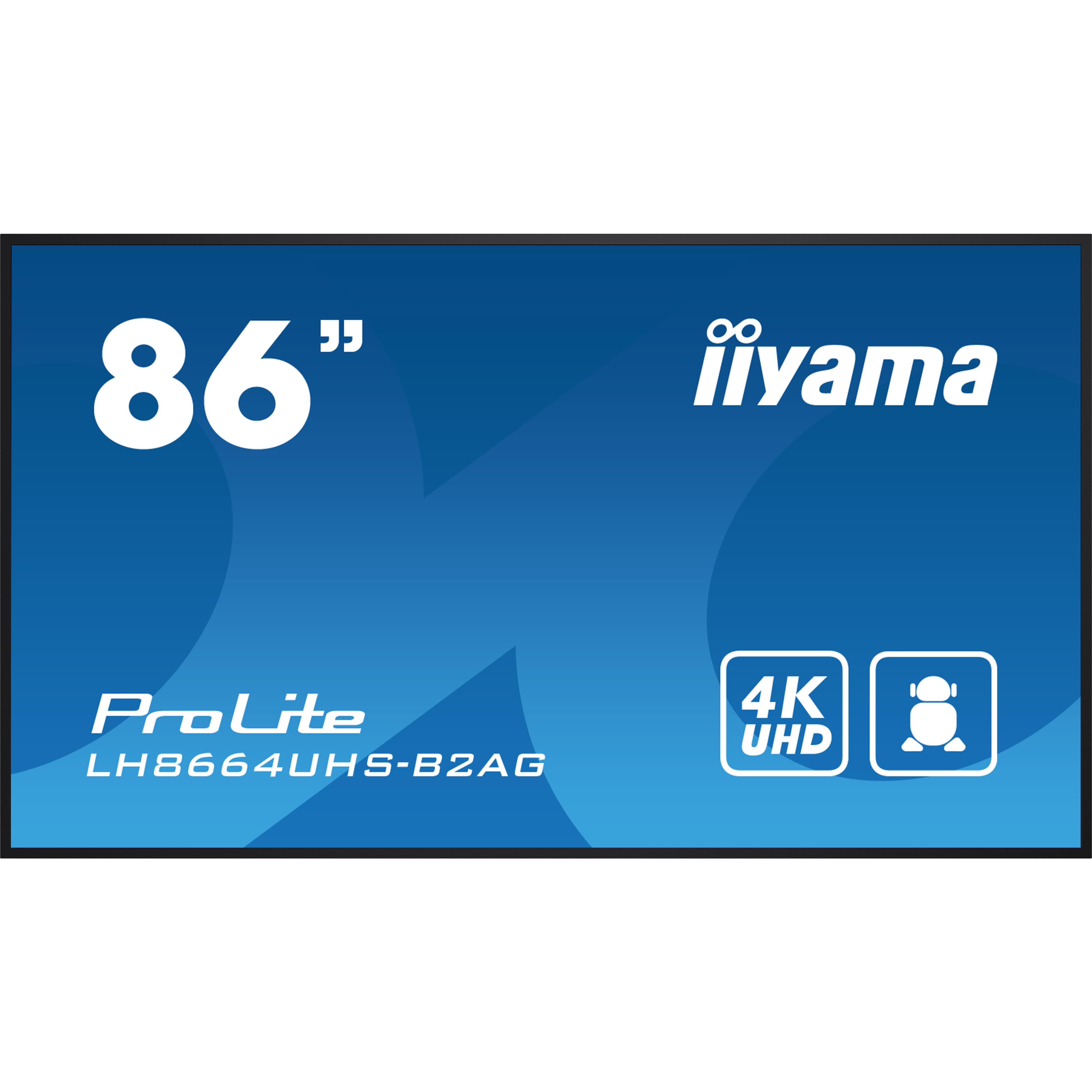Iiyama lh8664uhs-b2ag cran d'affichage dynamique cran plat de signalisation numrique 2,17 m (85.6") wifi 500 cd/m 4k ultra hd noir intgr dans le processeur android 11 24/7