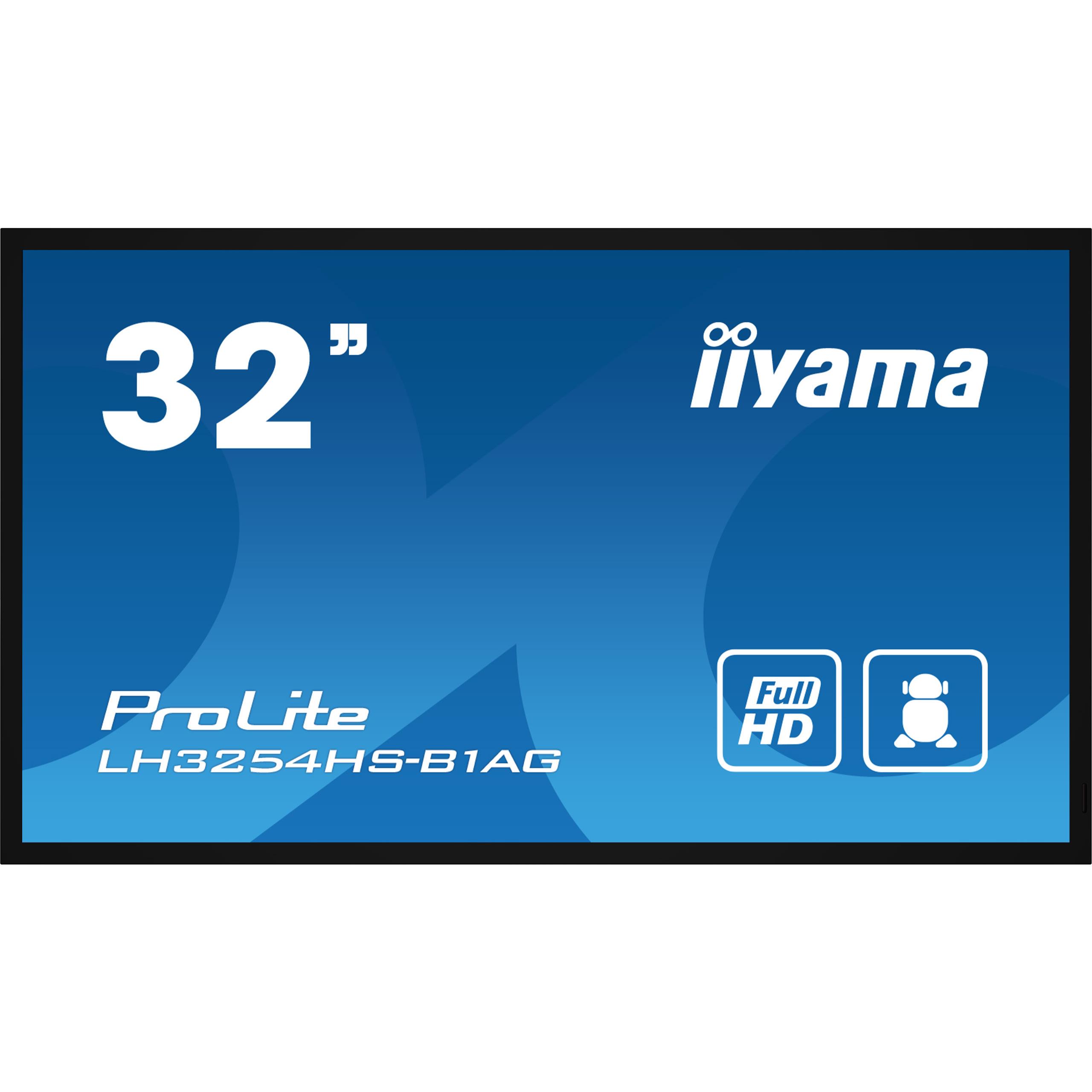 Iiyama lh3254hs-b1ag cran d'affichage dynamique cran plat de signalisation numrique 80 cm (31.5") lcd wifi 500 cd/m full hd noir intgr dans le processeur android 11 24/7