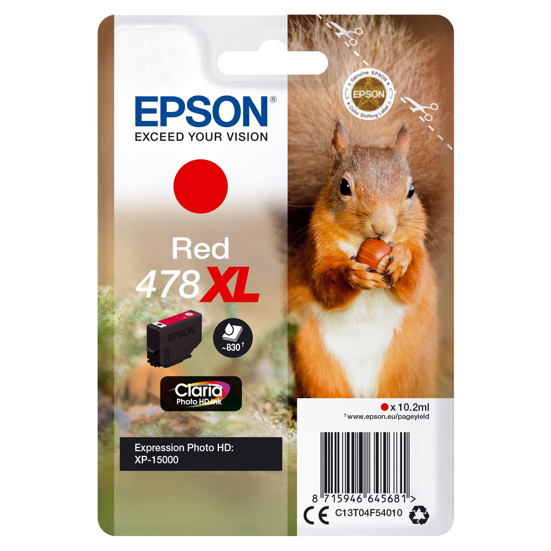 Cartouches pour imprimantes - Epson squirrel singlepack red 478xl claria photo hd ink