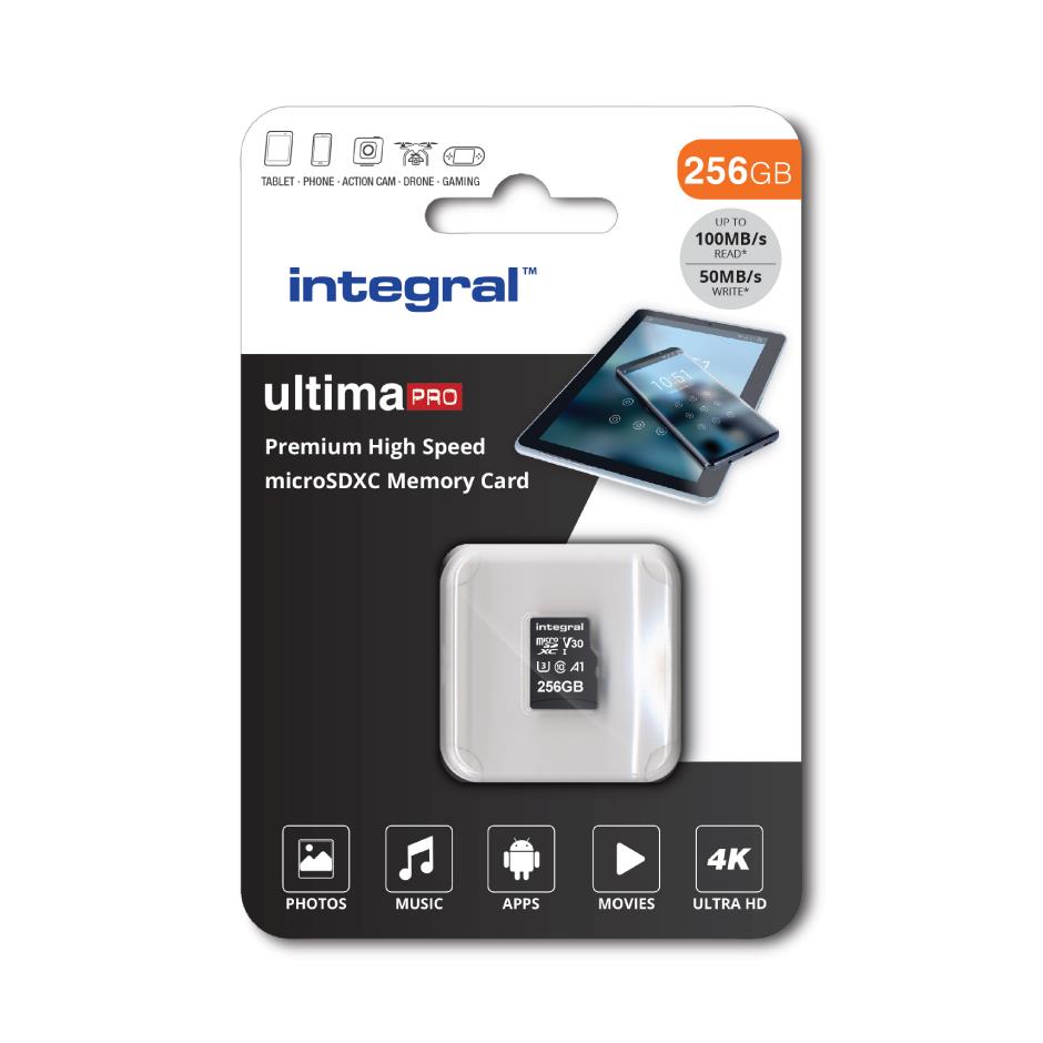 Integral inmsdx256g-100/90v30 mmoire flash 256 go microsd uhs-i