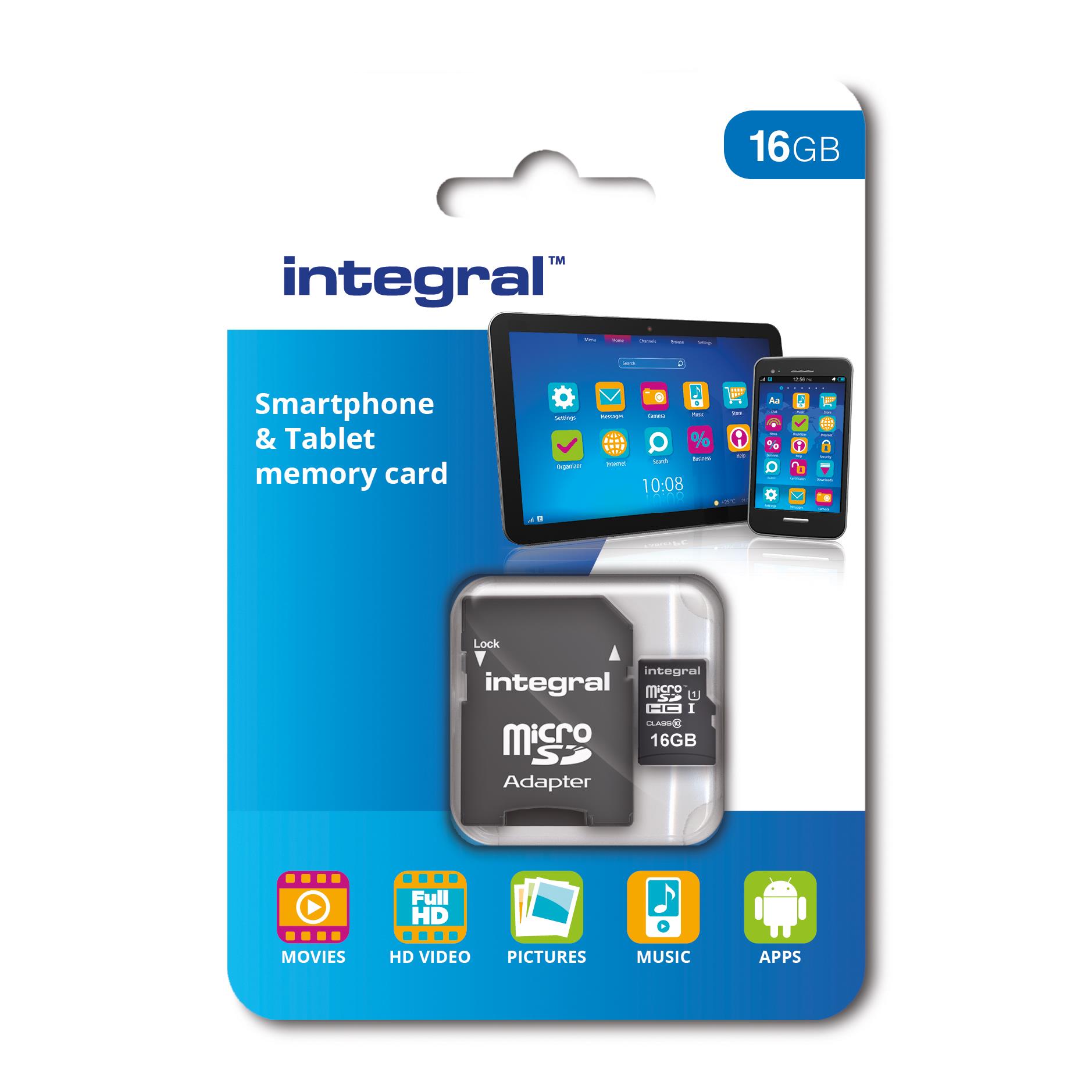 Integral inmsdh16g10-90sptab mmoire flash 16 go microsd uhs-i