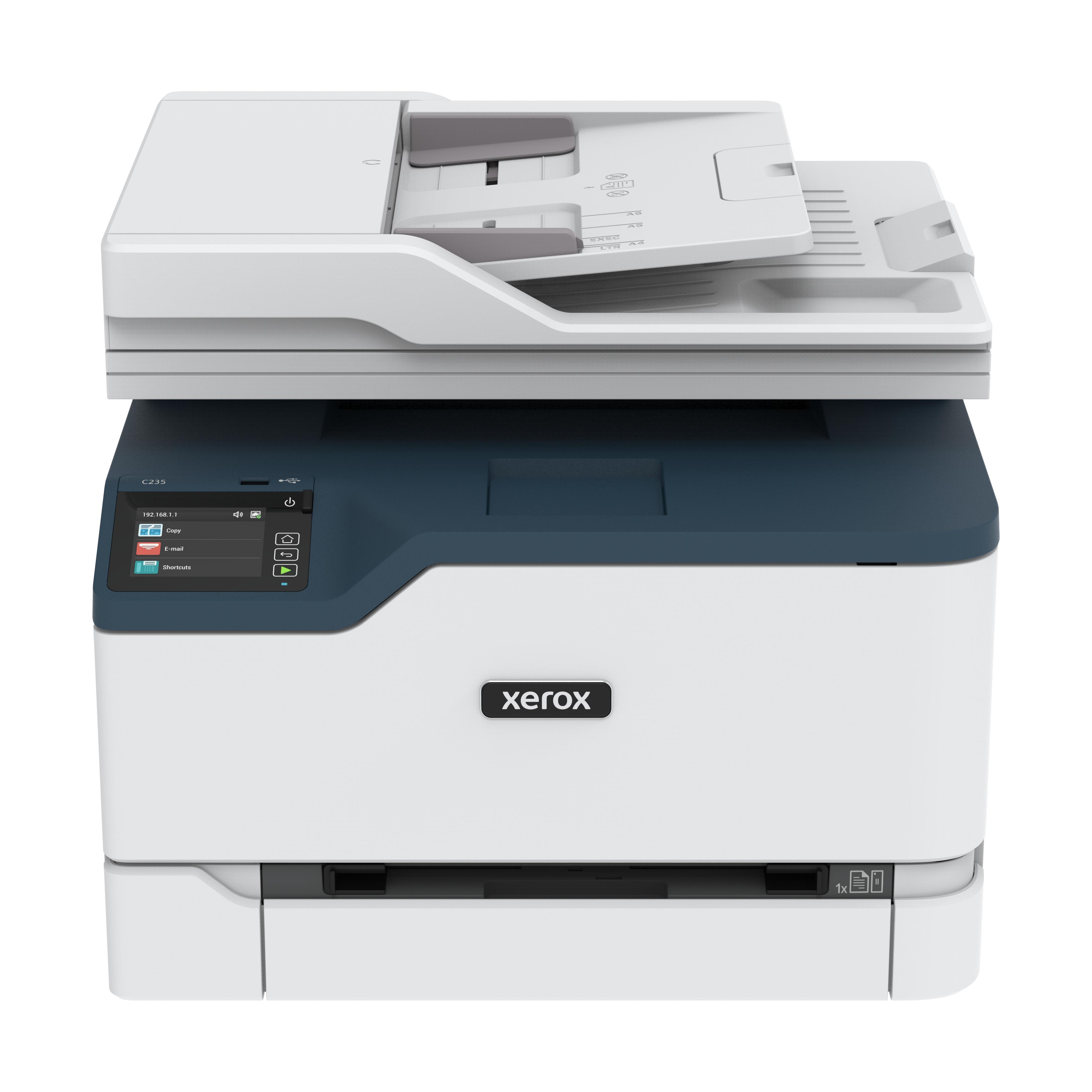 Xerox c235 copie/impression/numrisation/tlcopie sans fil a4, 22 ppm, ps3 pcl5e/6, chargeur automatique de documents, 2 magasins, total 251 feuilles