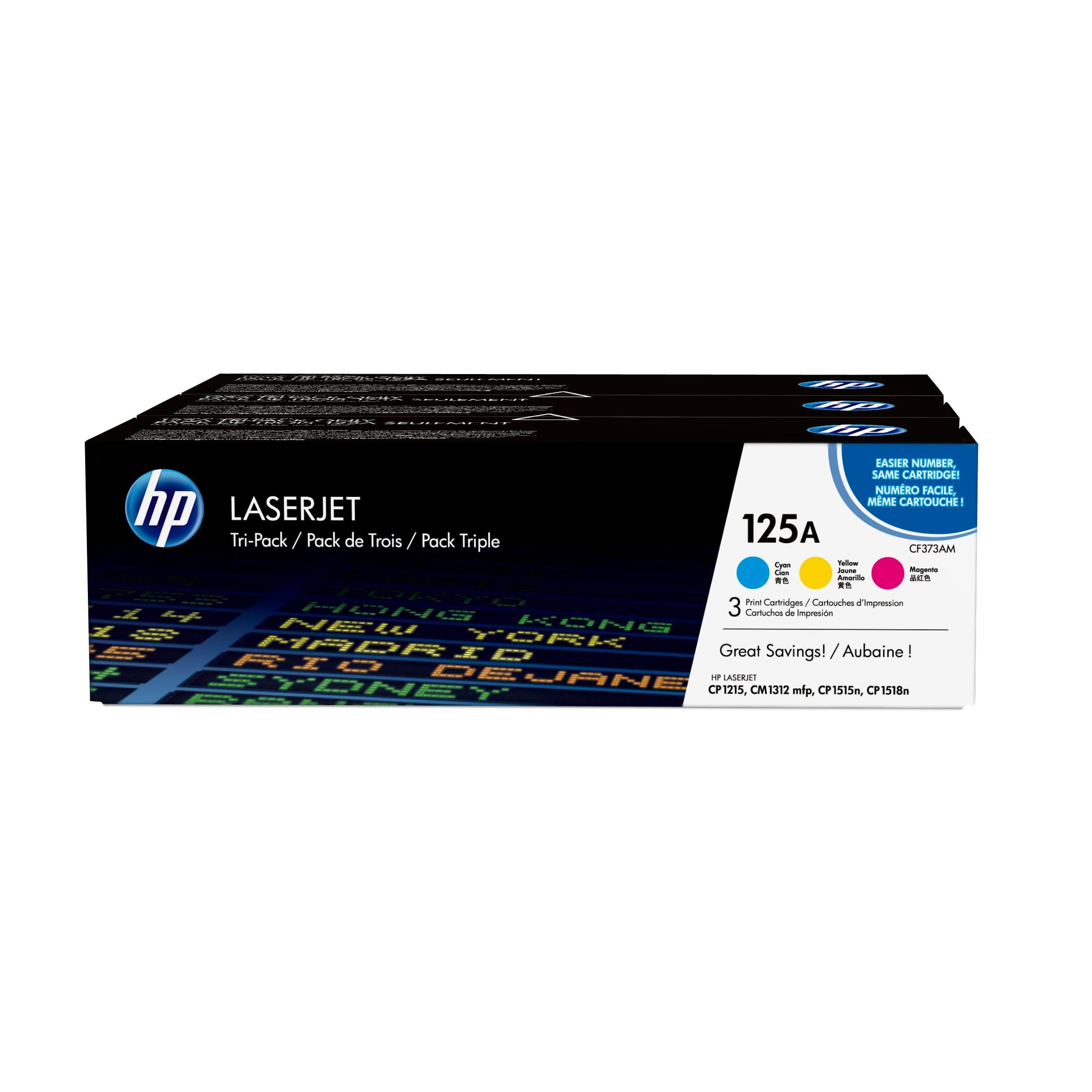 Cartouches de toner - Hp 125a pack de 3 toners laserjet cyan/magenta/jaune authentiques