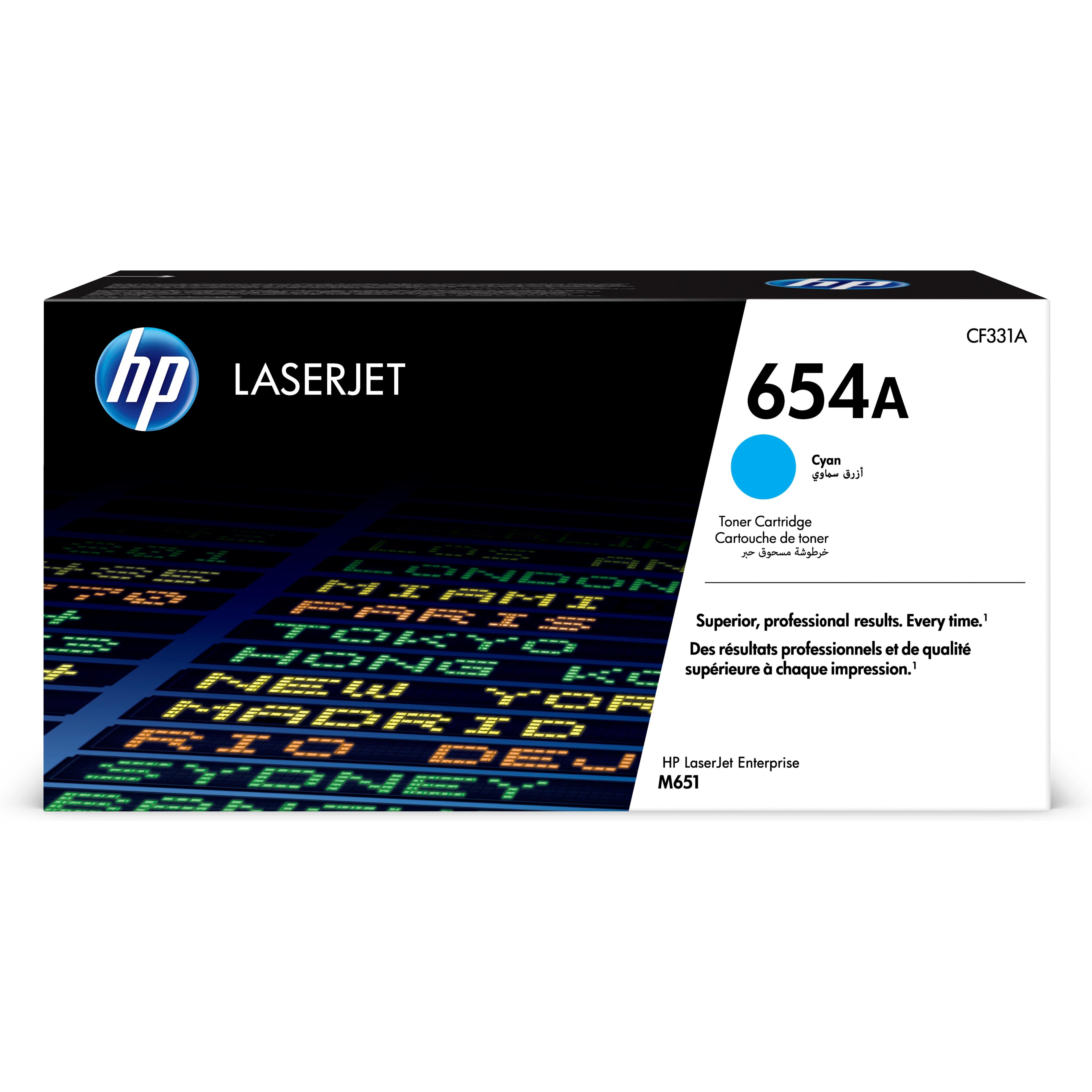 Cartouches de toner - Hp 654a toner cyan authentique laserjet