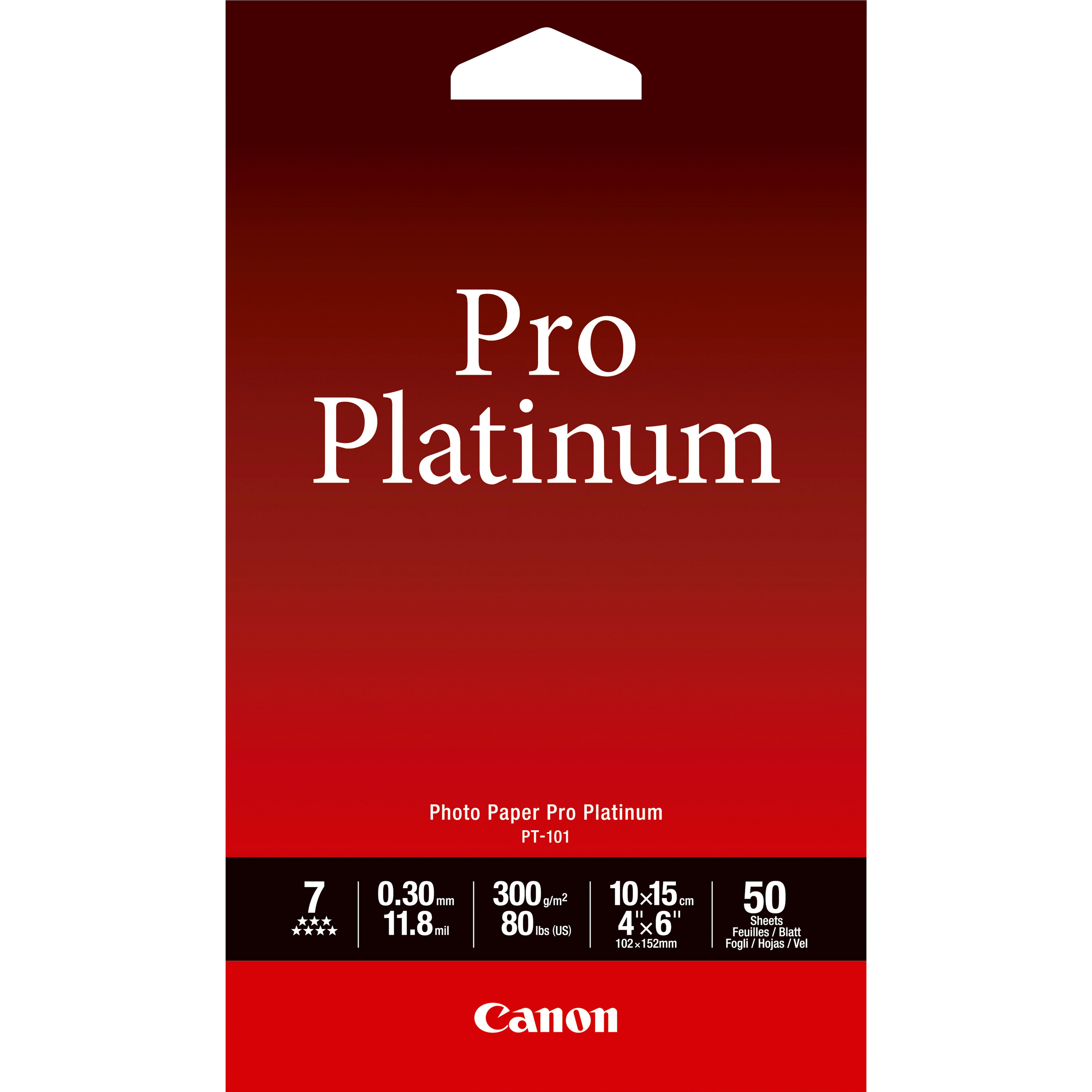 Canon papier photo 4  6? (10  15 cm) pro platinum pt-101 - 50 feuilles