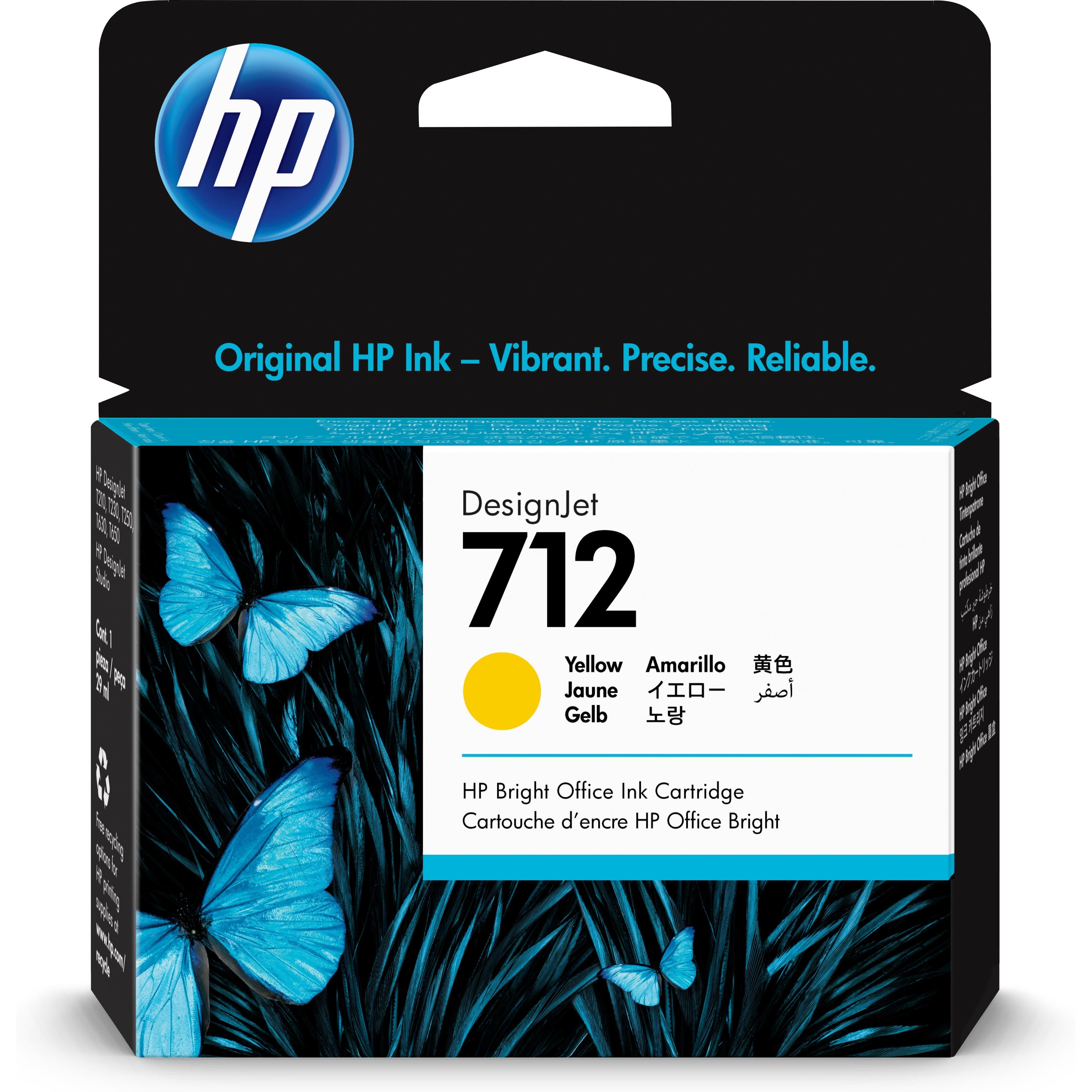 Hp cartouche d'encre designjet 712, jaune, 29 ml