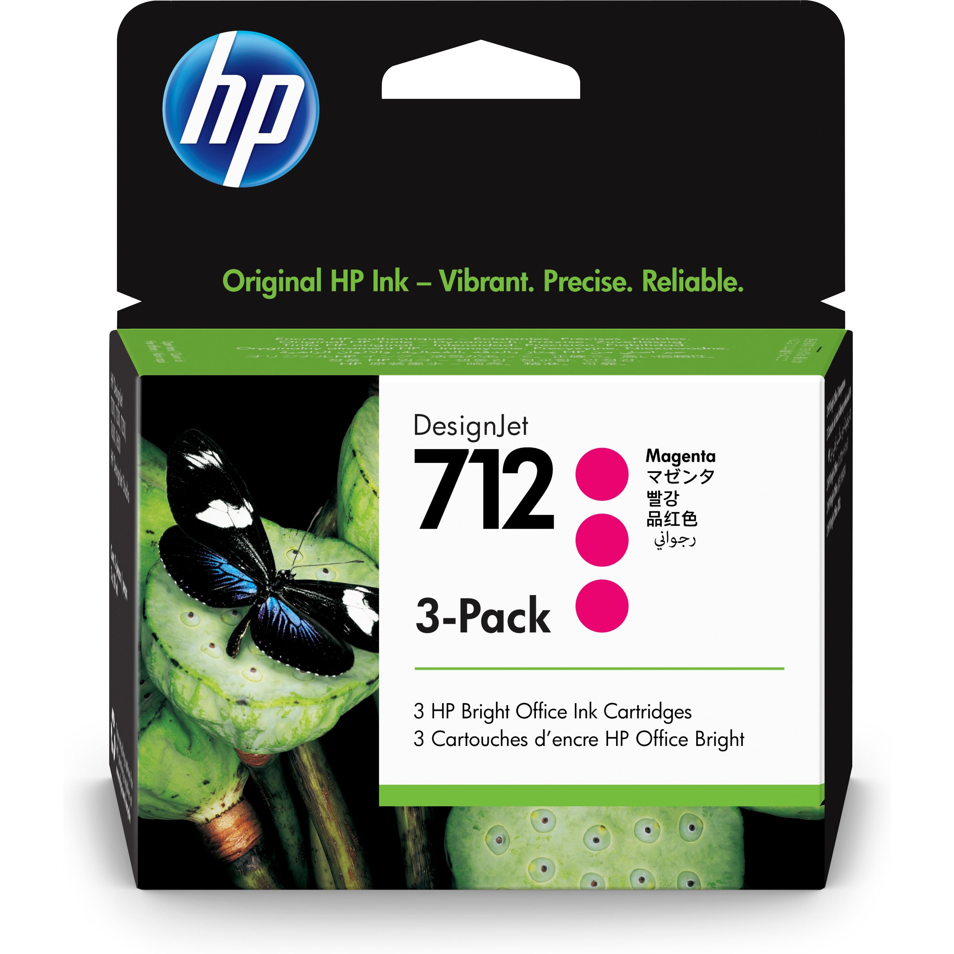 Hp pack de 3 cartouches d'encre designjet 712, magenta, 29 ml