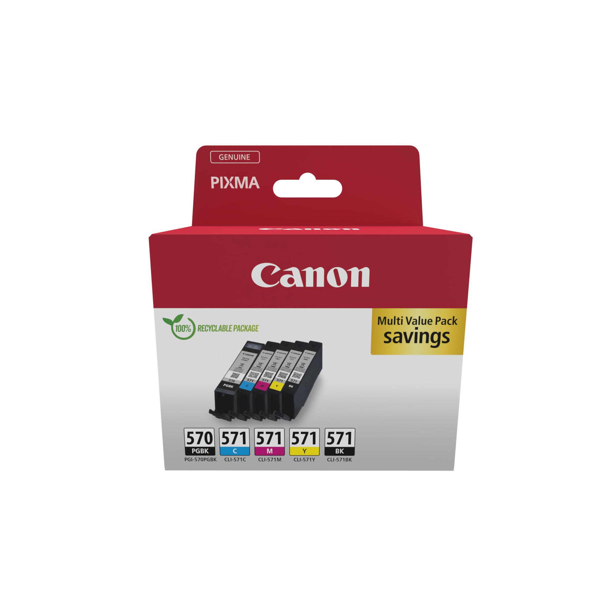 Cartouches pour imprimantes - Canon 0372c006 cartouche d'encre 5 pice(s) original noir, cyan, magenta, jaune