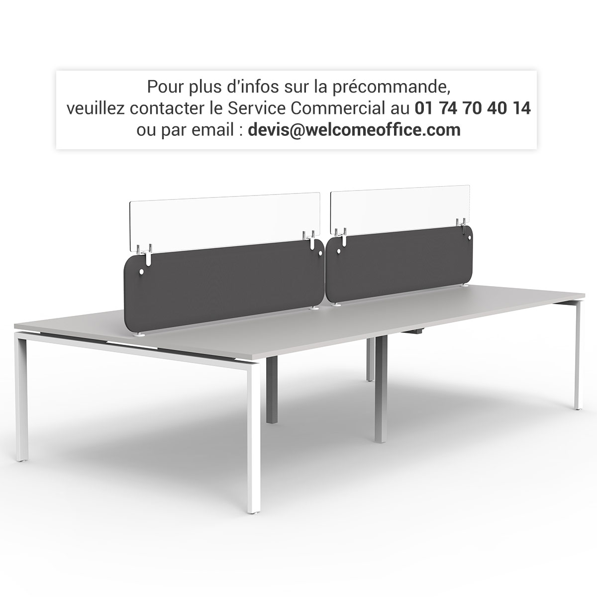 Rehausse de Panneau cran en plexiglass L. 140 x H. 26 cm