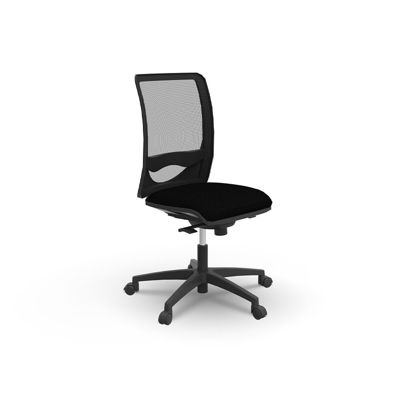 Sige Alter - mcanisme synchrone sans accotoirs - assise tissu Bonda noir et dossier rsille noire - pitement nylon noir