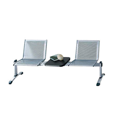 Poutre d'accueil mtallique Quadro 2 places + tablette - gris aluminium