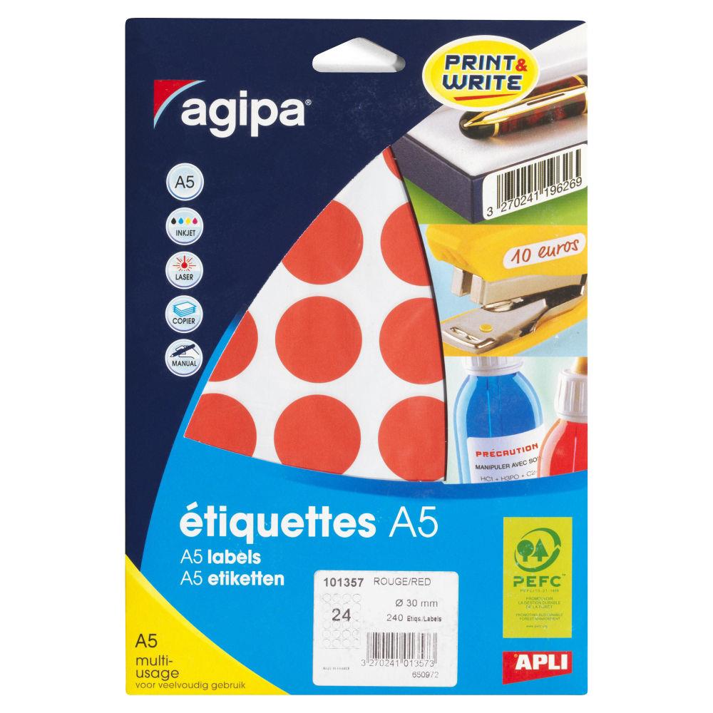 Pastille adhsive permanente rouge 8 mm