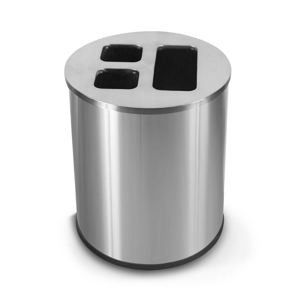 Poubelle en mtal 3 Flux inox 40 litres