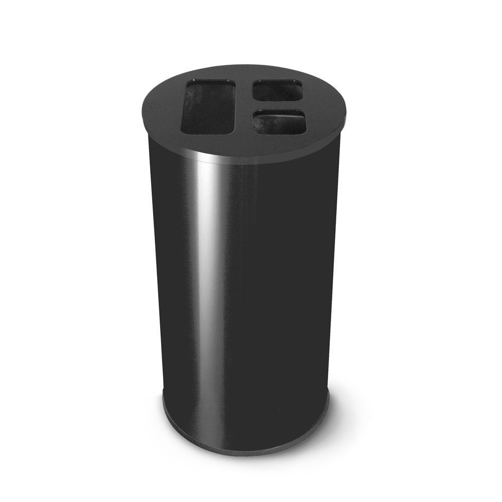 Poubelle en mtal 3 Flux noir 60 litres