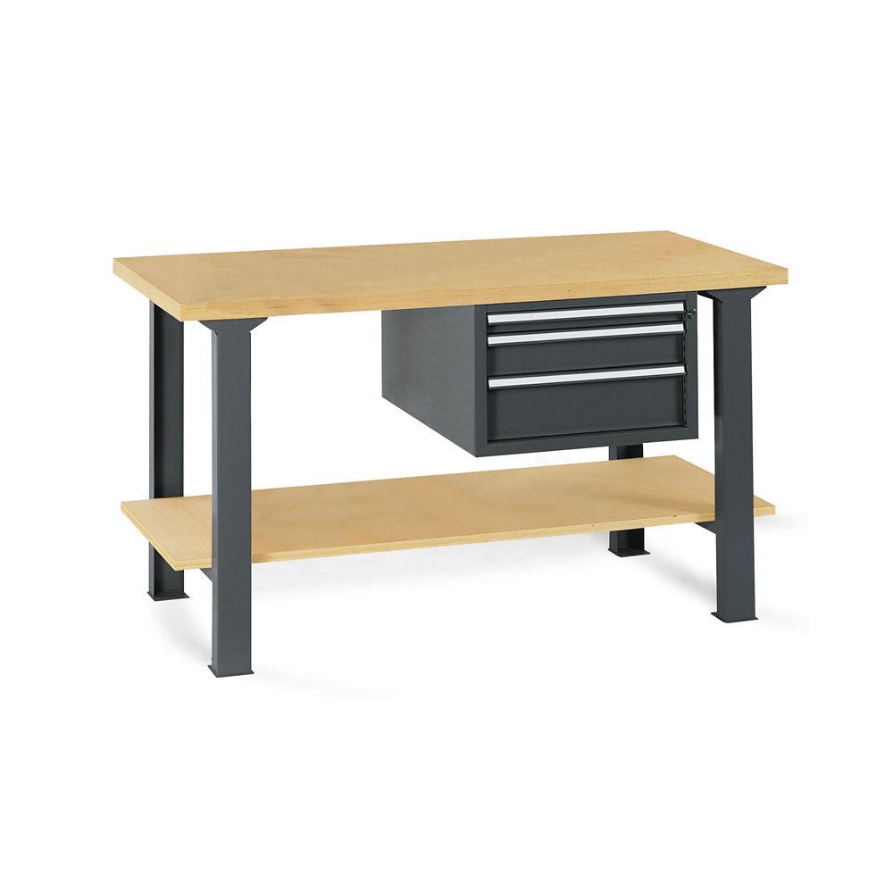 Etabli avec bloc 3 tiroirs et plateau 150x75 cm