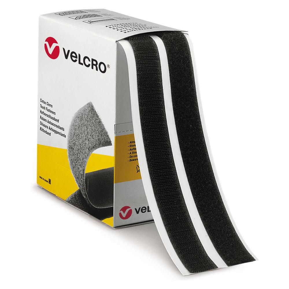 Fixation adhsive VELCRO pour charges lgres en bote distributrice ruban noir 20 mm