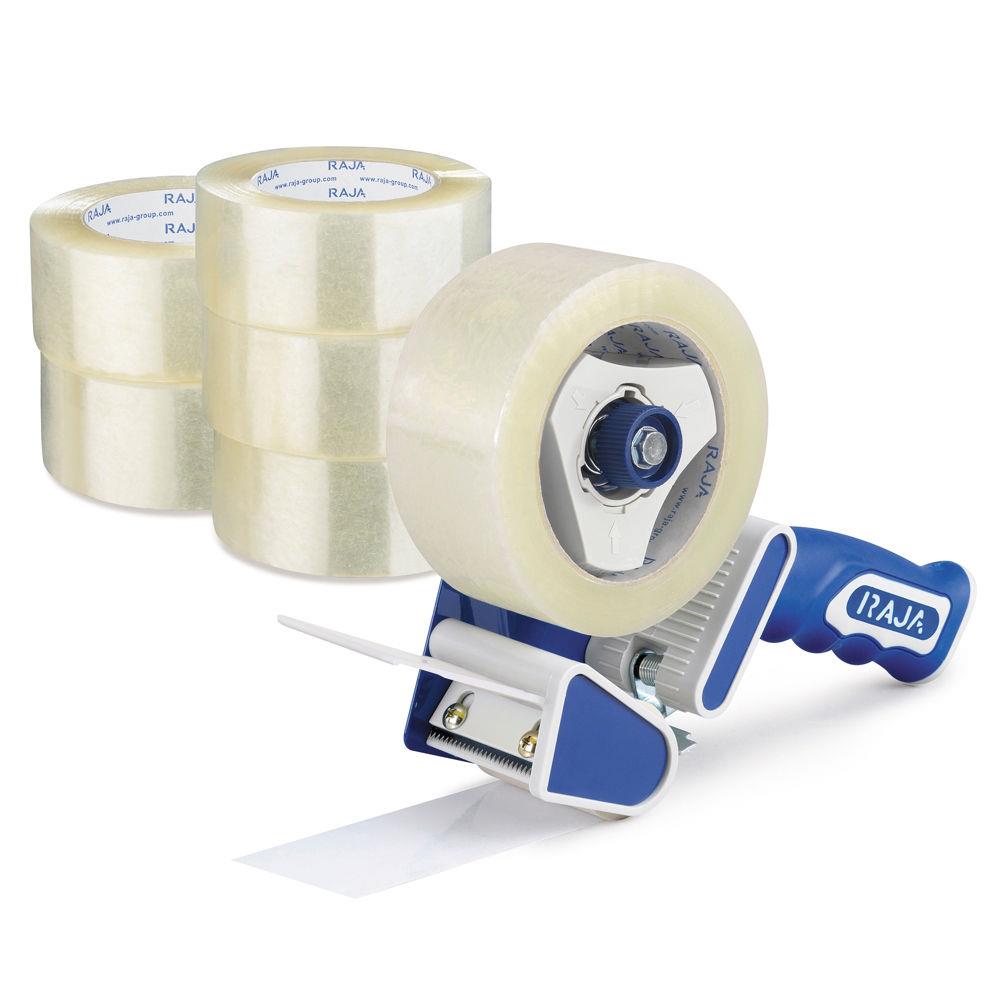 Pack dvidoir + 36 adhsifs polypropylne silencieux 35 microns transparent 50 mm x 66 m