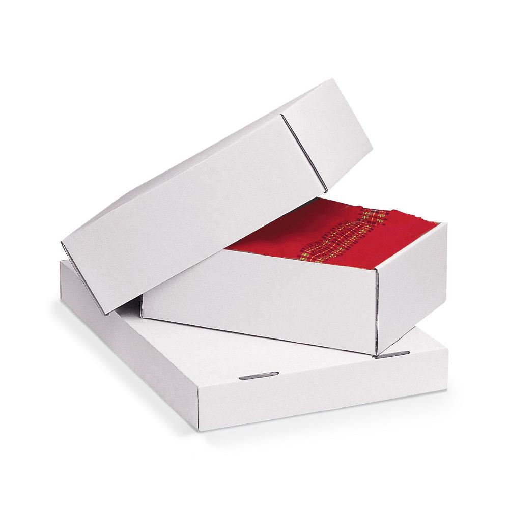 Caisse carton tlescopique blanche simple cannelure 70x50x10/18 cm