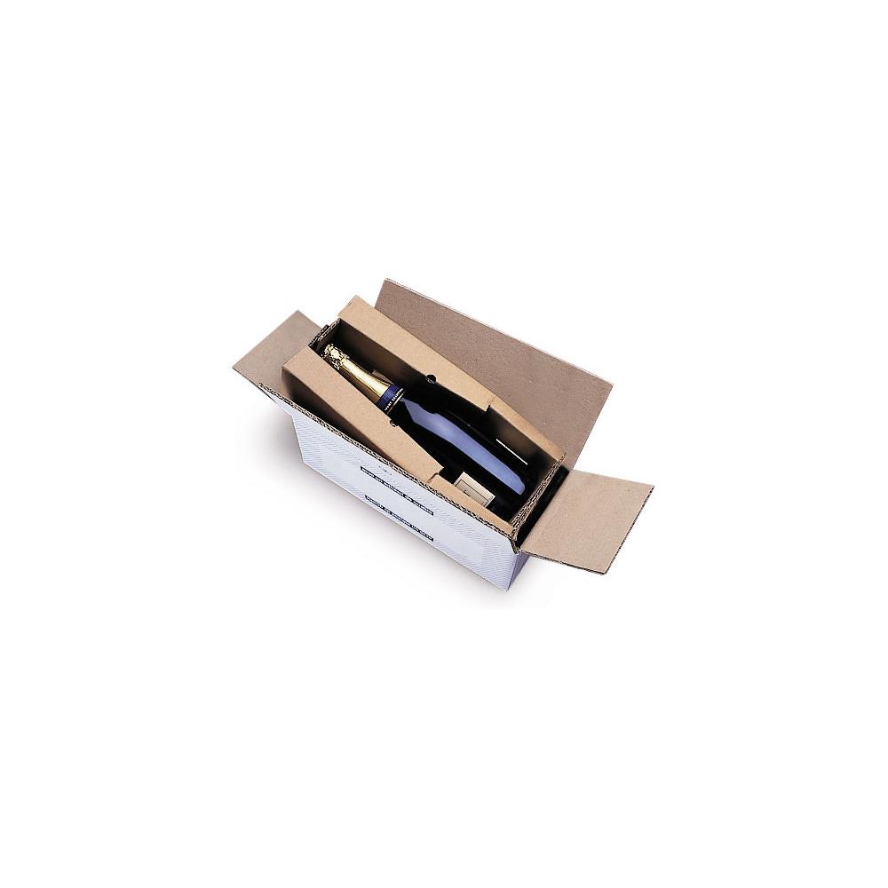 Caisse carton blanche d'expdition pour bouteilles avec calage carton 40x26x33 cm