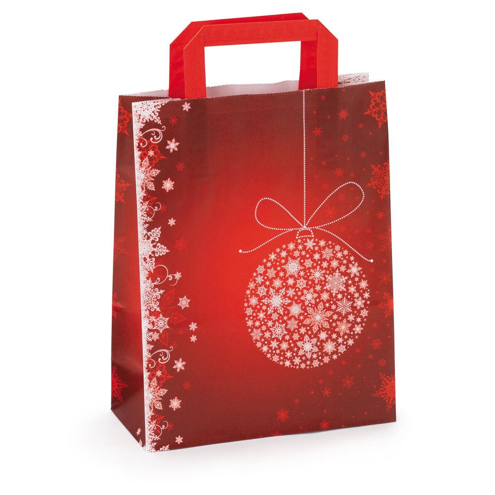 Sac cadeau Nol papier kraft  poignes plates 22x29x10 cm