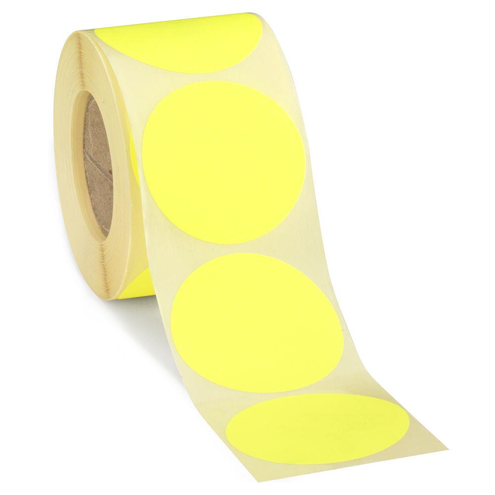 Pastille adhsive permanente fluo jaune 50 mm