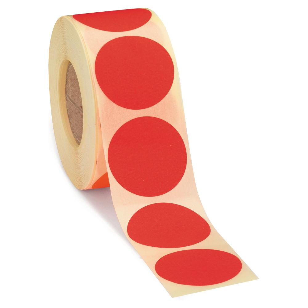 Pastille adhsive permanente fluo rouge 50 mm